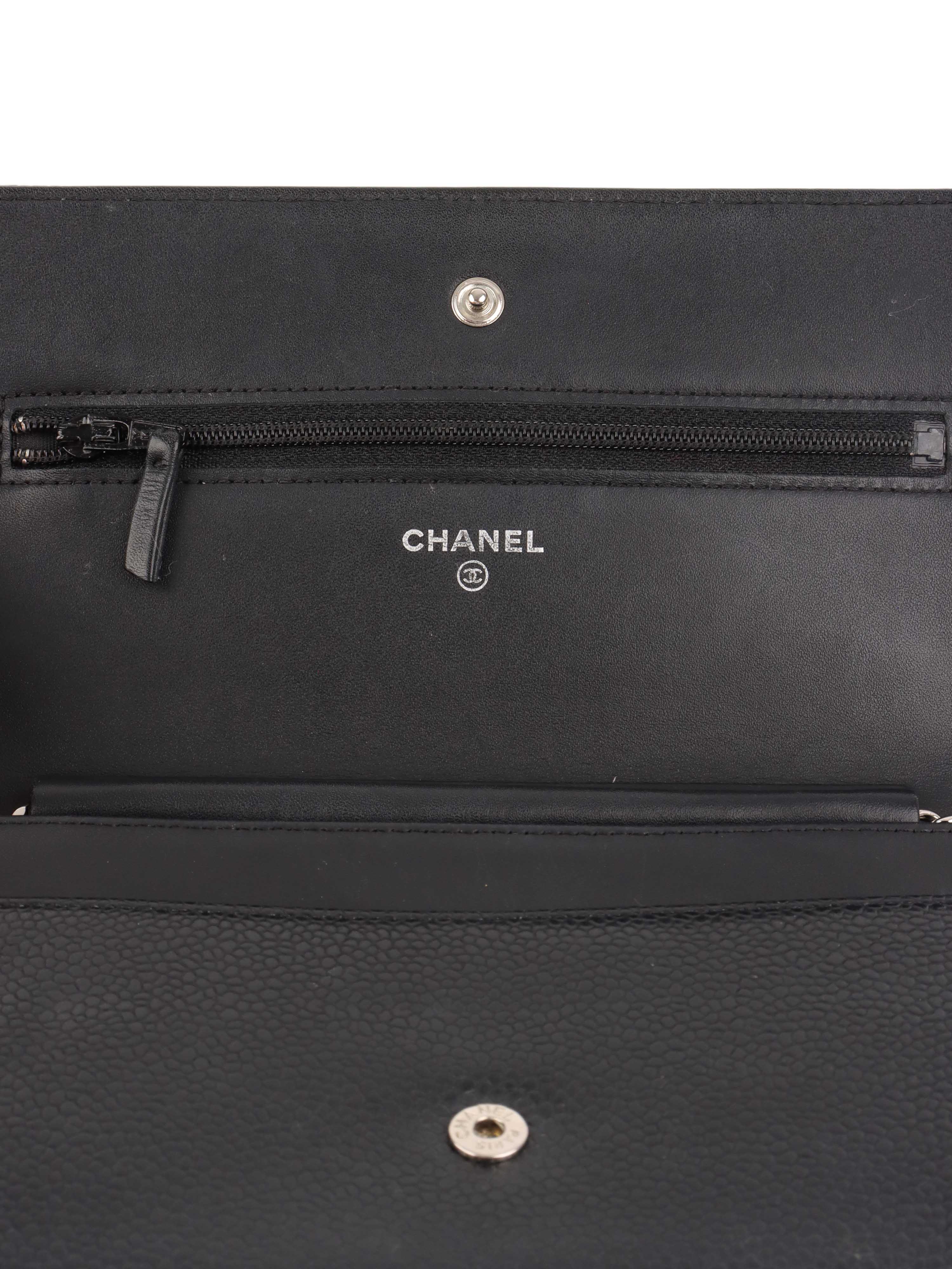 Chanel Black Caviar Wallet on Chain.
