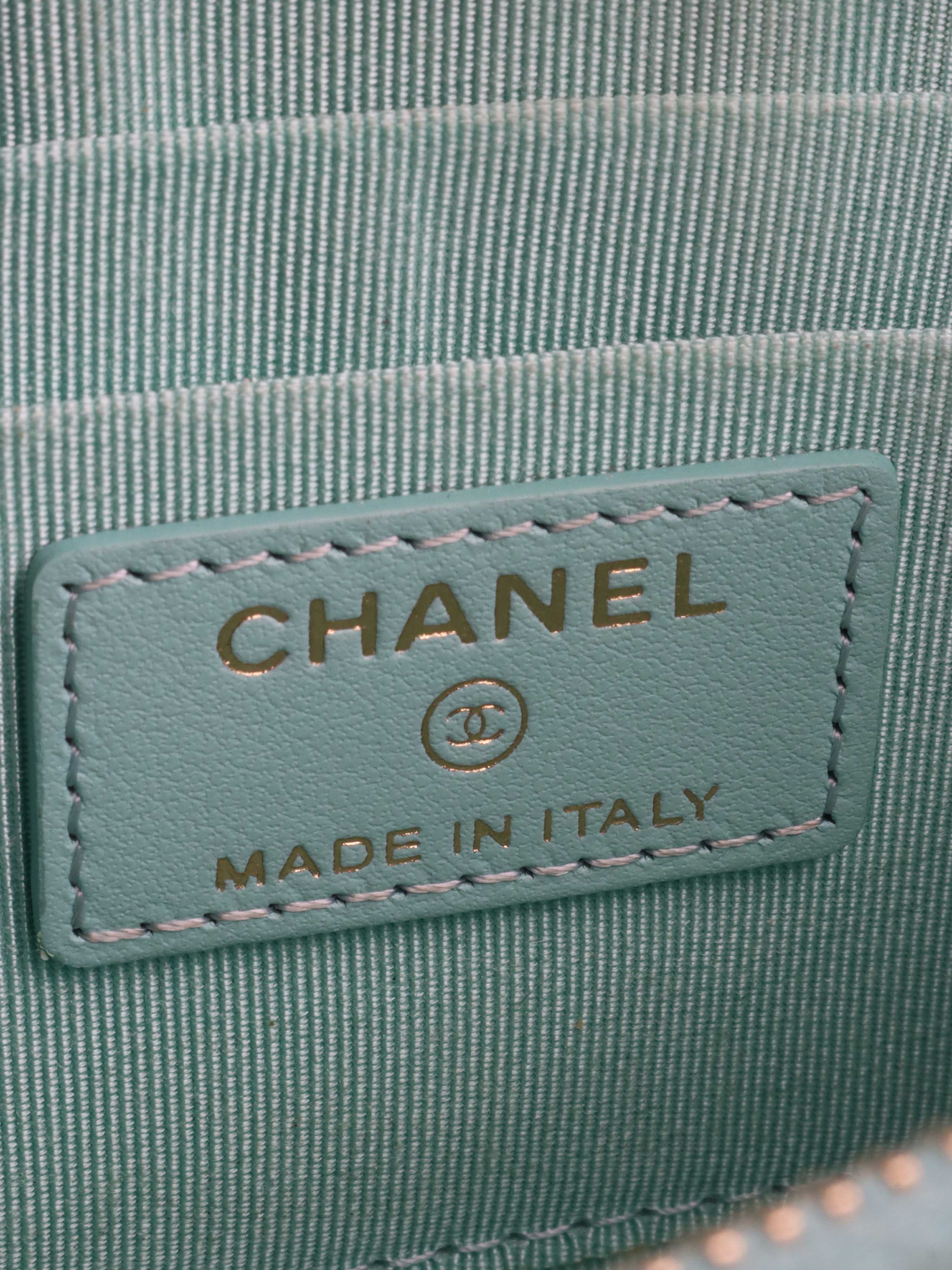 Chanel Light Blue Caviar Zip Wallet.