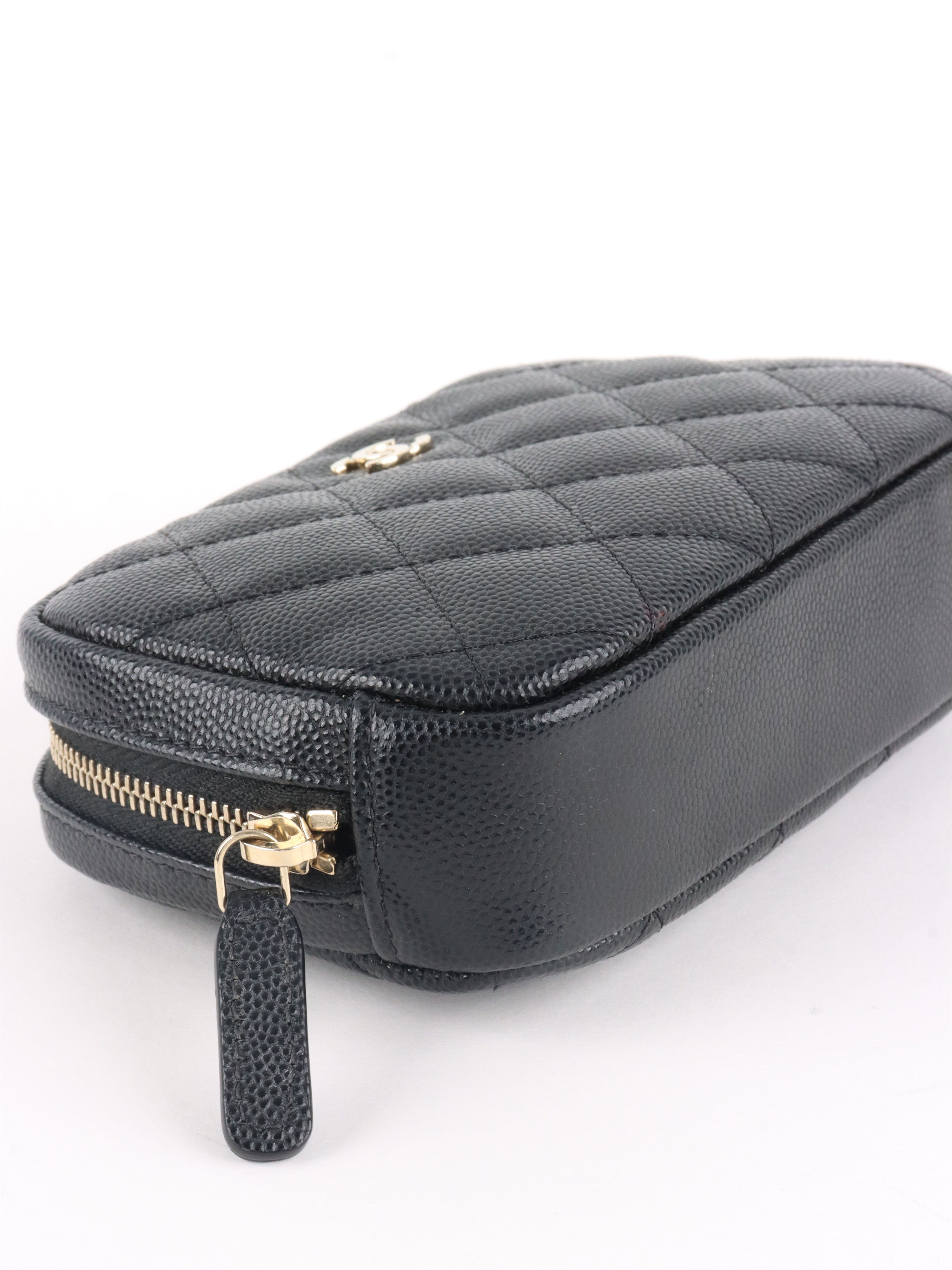 Chanel Small Black Caviar Quilted Cosmetic Pouch