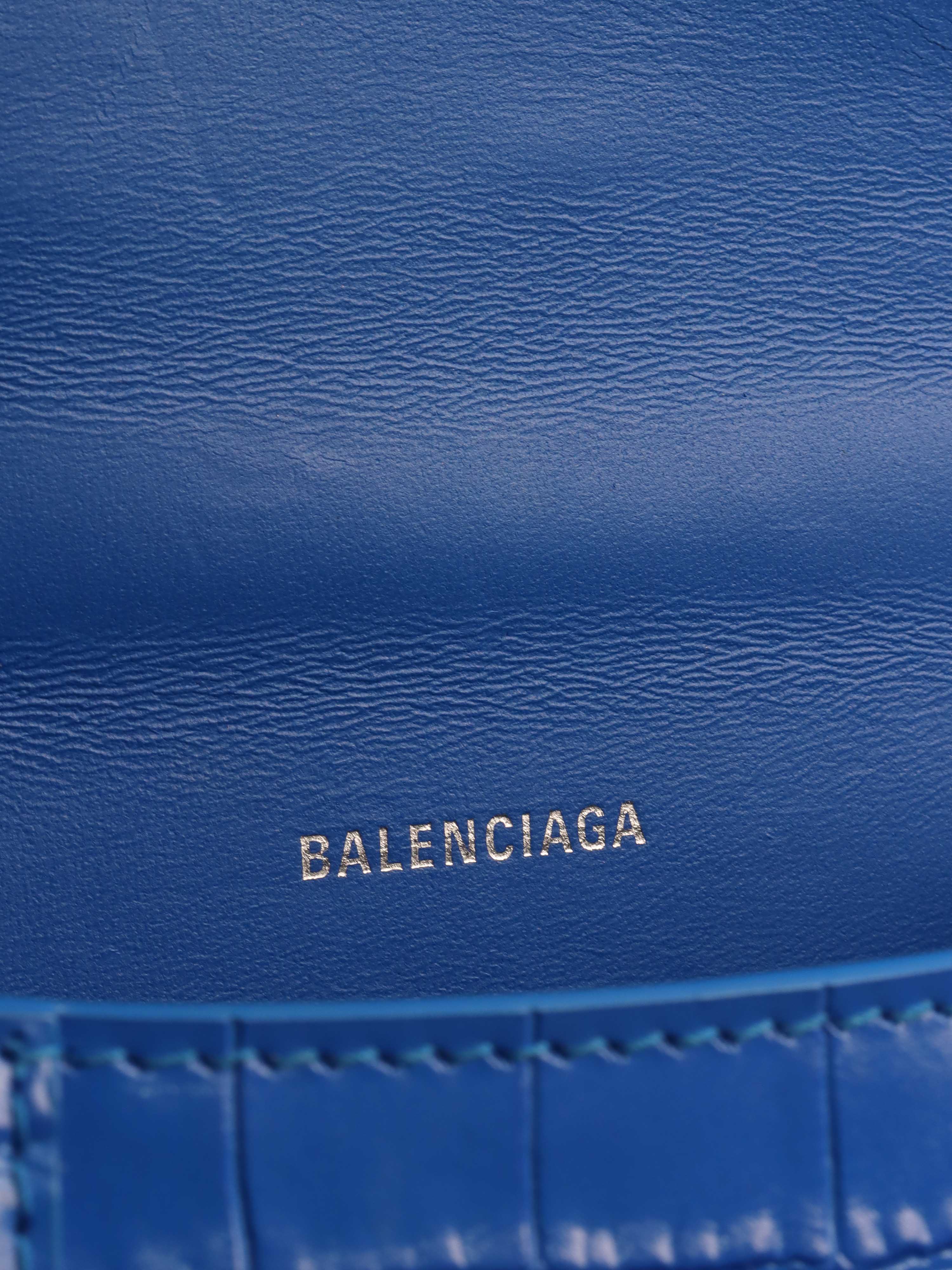 Balenciaga Bright Blue Crocodile Embossed Hourglass XS Bag.