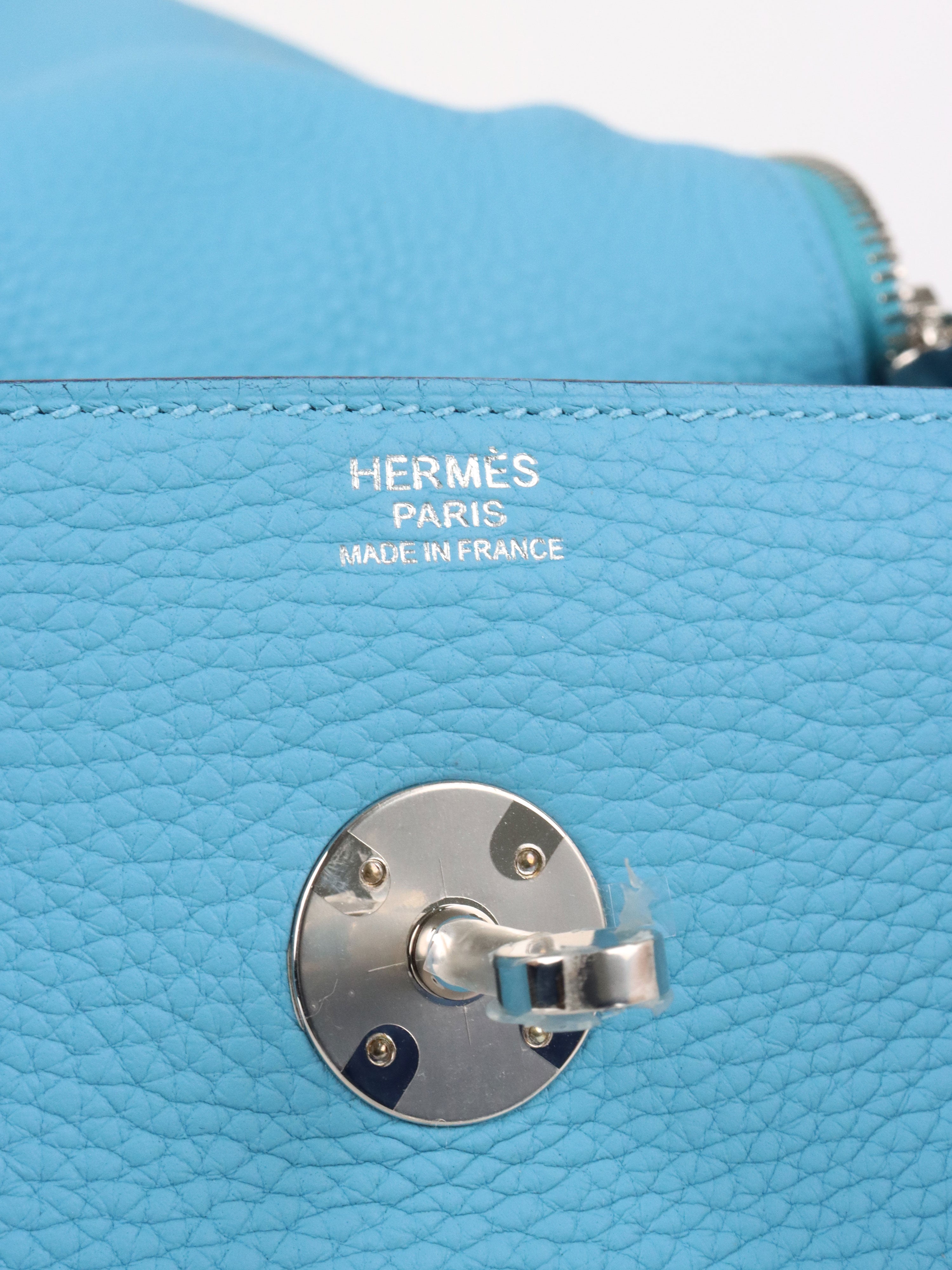Hermes Lindy 30 P3 Bleu du Nord Clemence Leather Stamp D