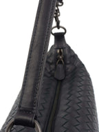 Bottega Veneta Black Intrecciato Woven Small Shoulder Bag.