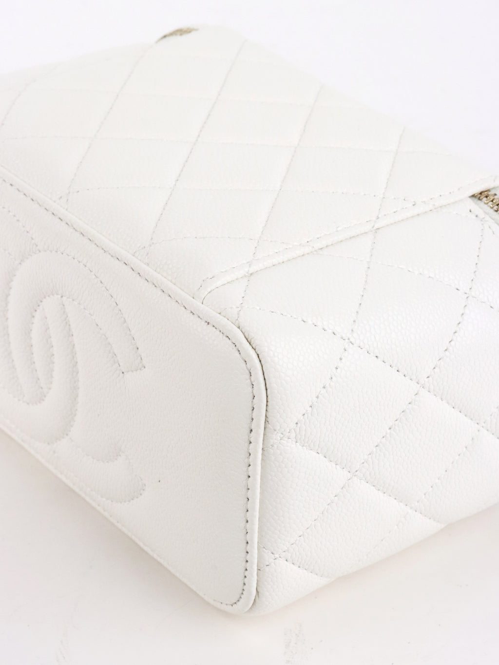 Chanel White Caviar Vanity Case