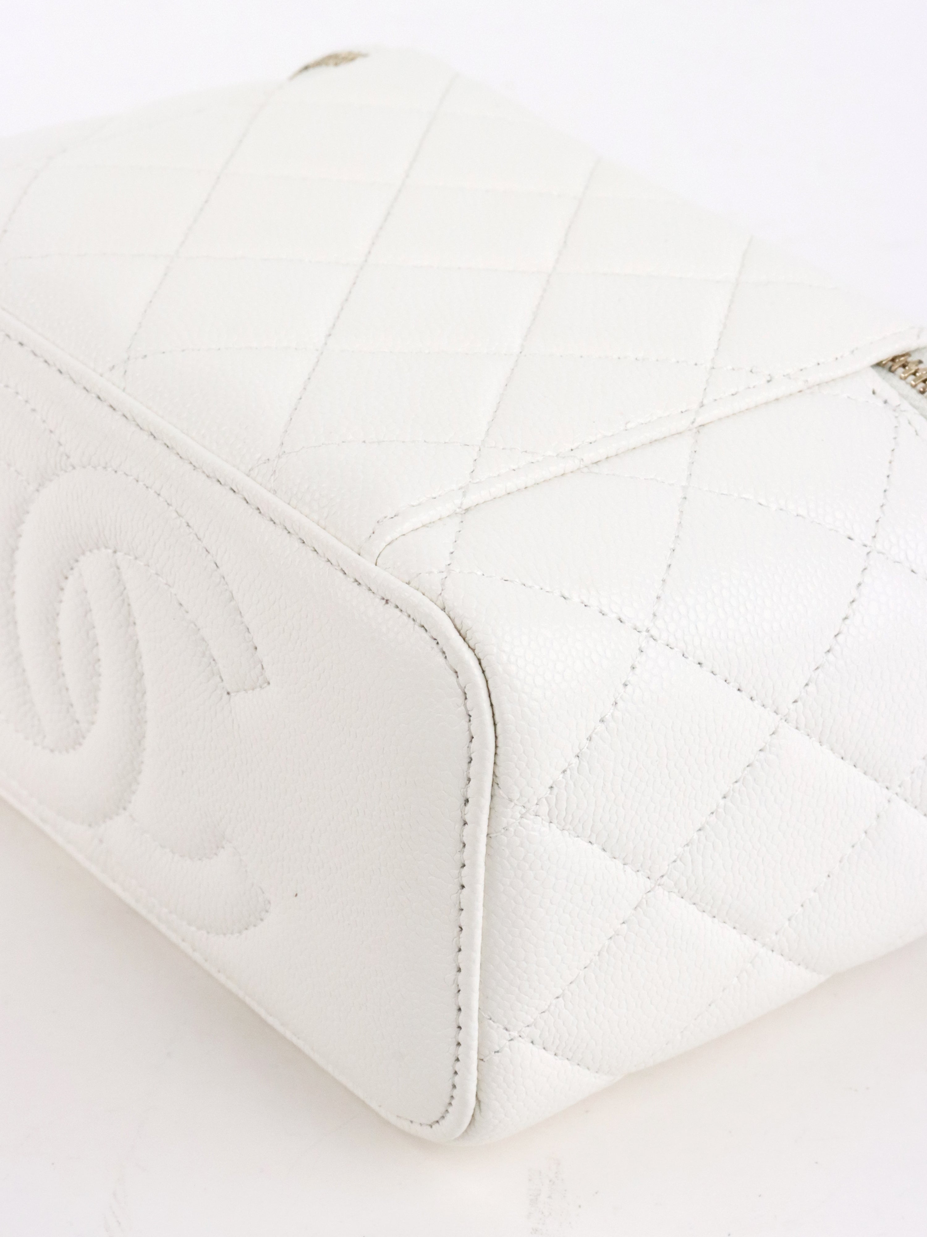 Chanel White Caviar Vanity Case