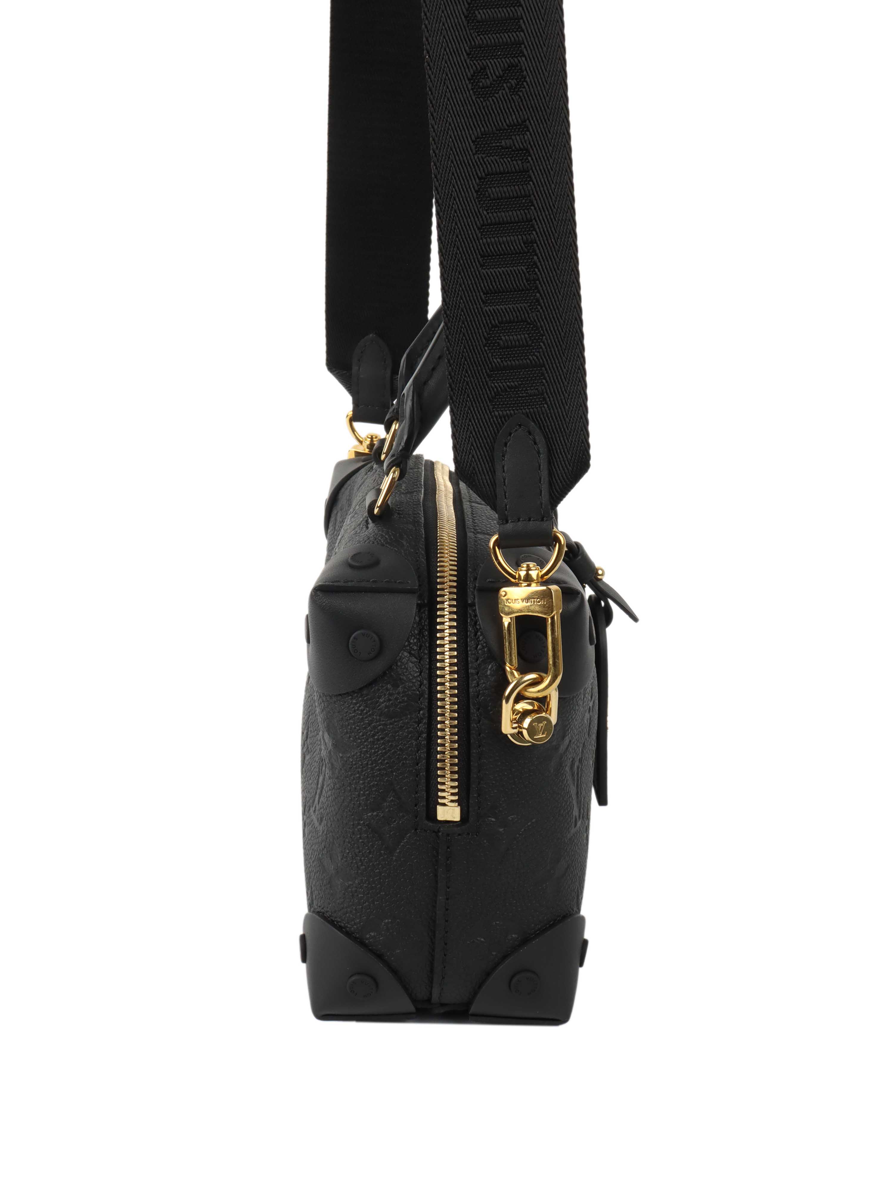 Louis Vuitton Black Monogram Empreinte Petite Malle Souple Bag.