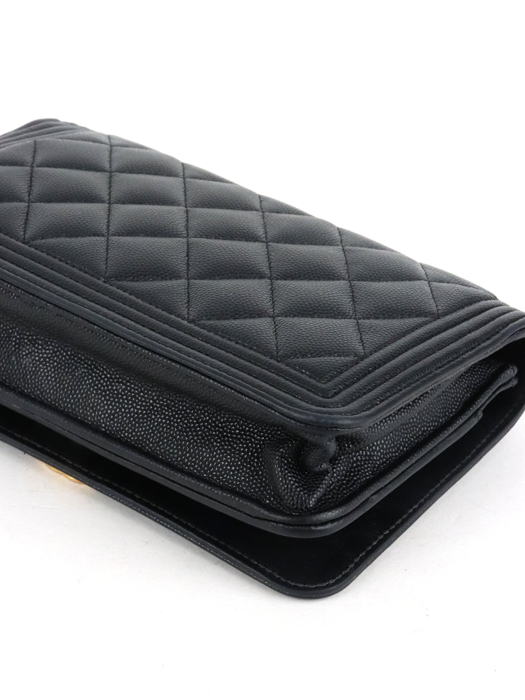 Chanel Black Caviar Boy Wallet On Chain GHW