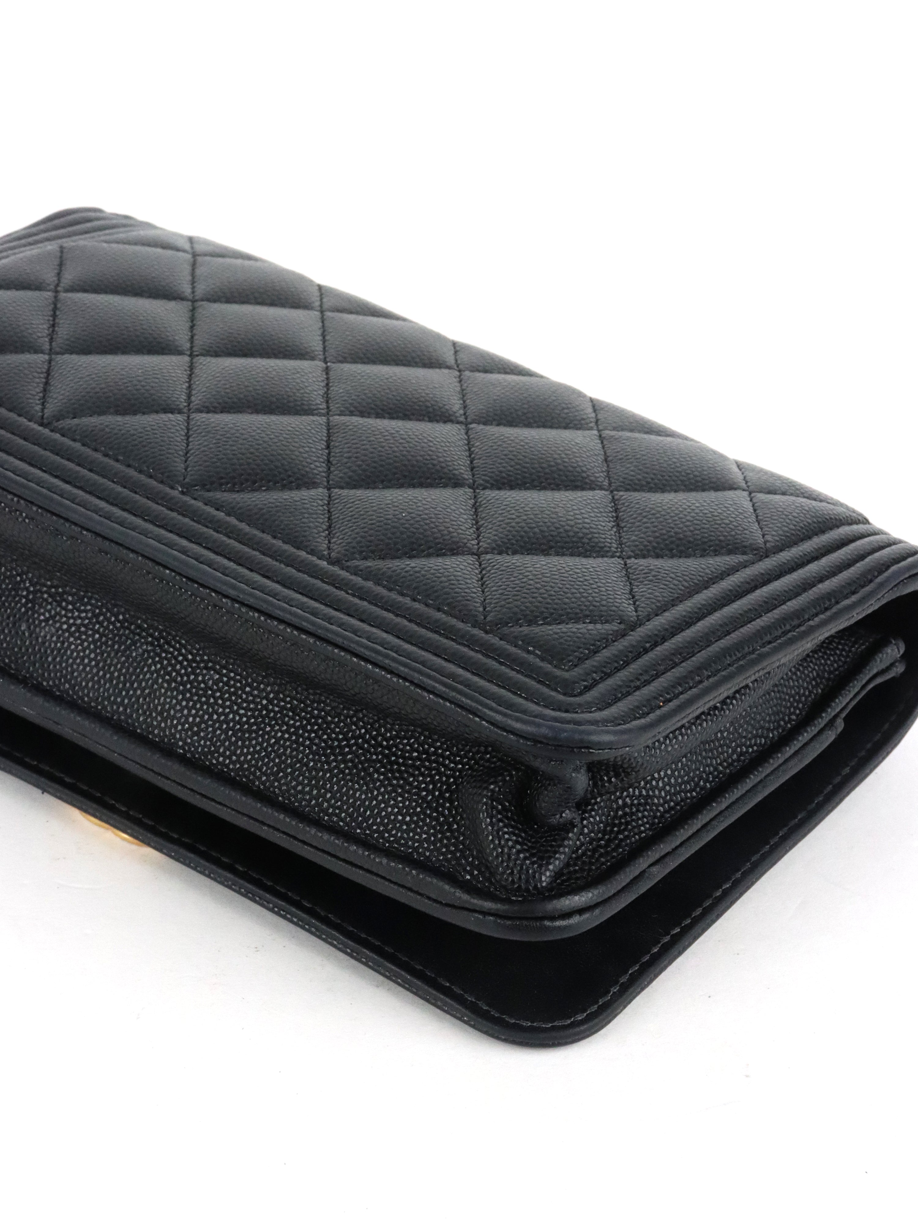Chanel Black Caviar Boy Wallet On Chain GHW
