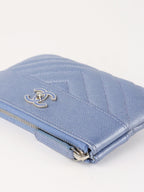 Chanel 19P Iridescent Blue Chevron Pouch