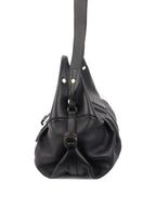 Bvlgari Black Leather Shoulder Bag with Handles.