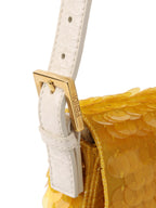 Fendi Yellow Sequin Baguette Shoulder Bag.