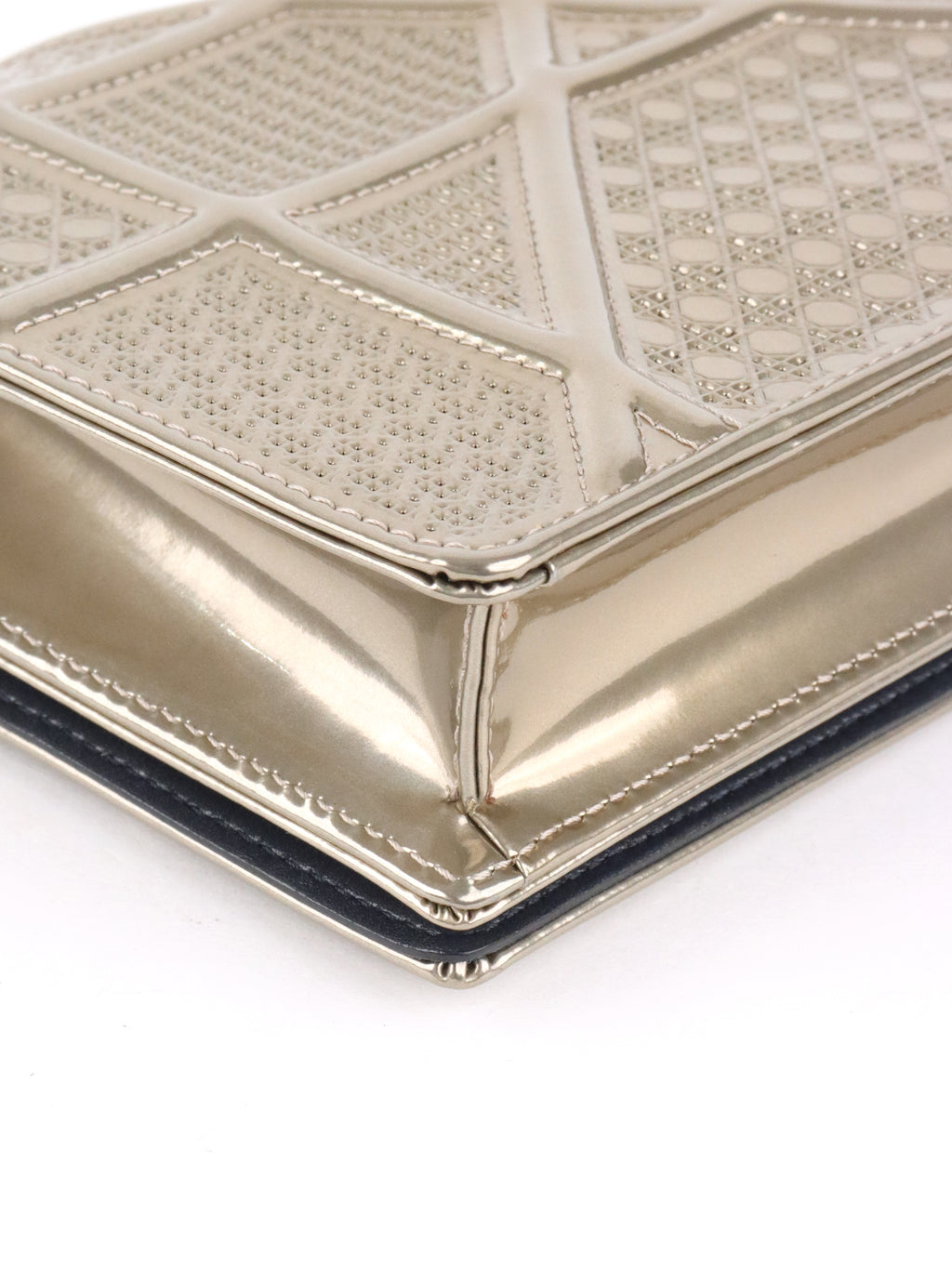Dior Gold Metallic Diorama Wallet On Chain