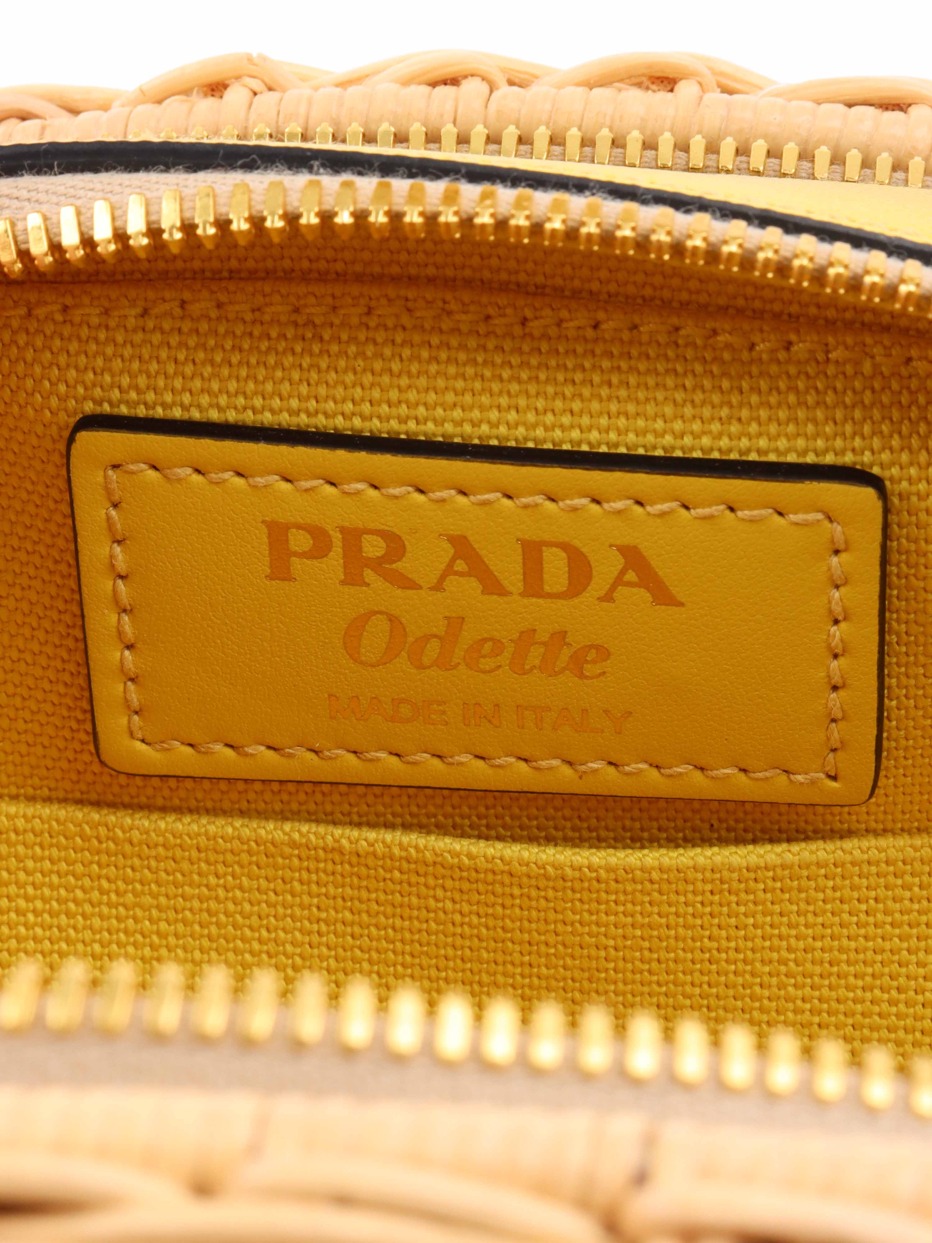 Prada Odette Yellow Wicker Bag.