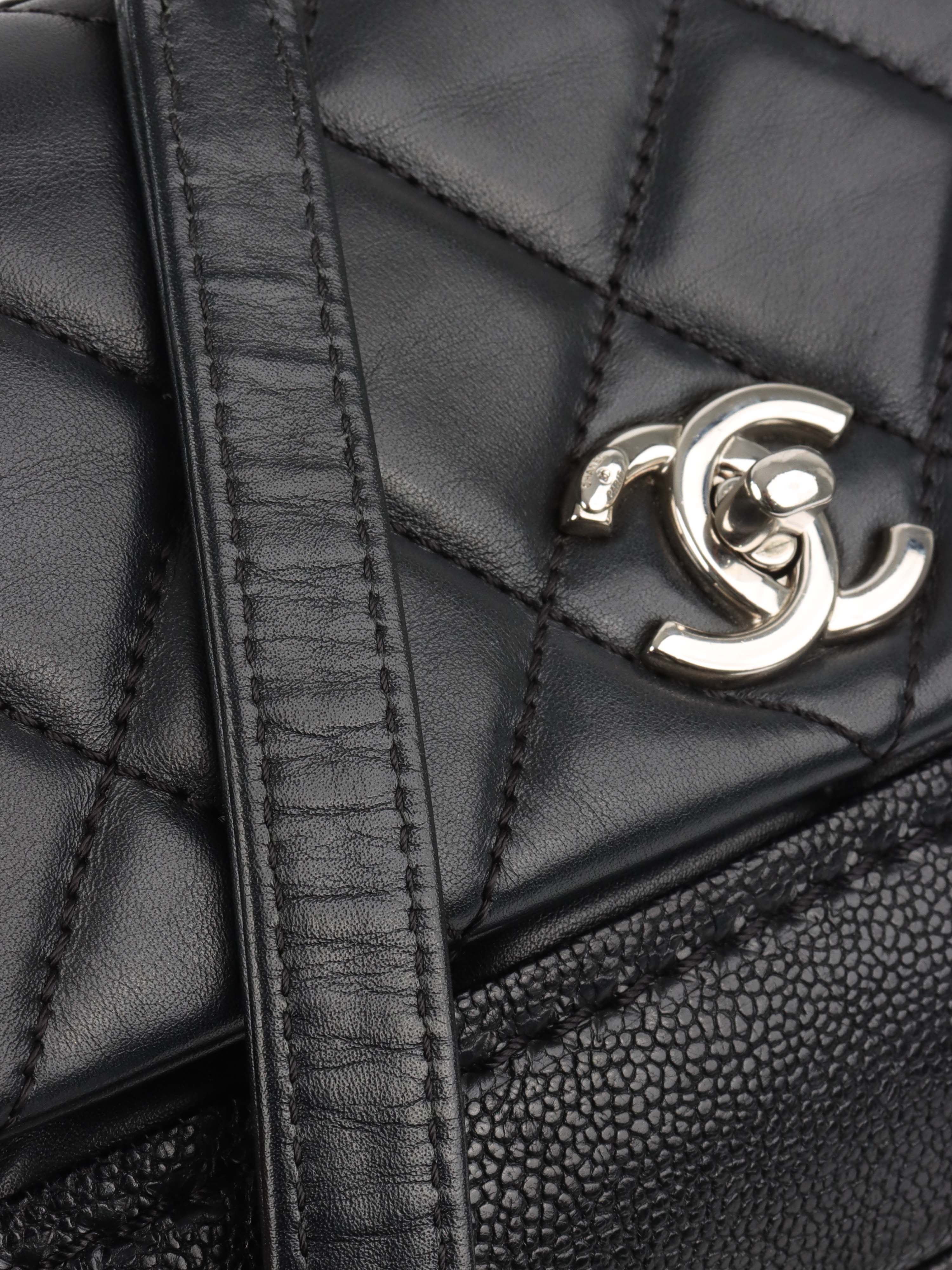 Chanel Black Quilted Lambskin & Caviar CC Flap Bag SHW.