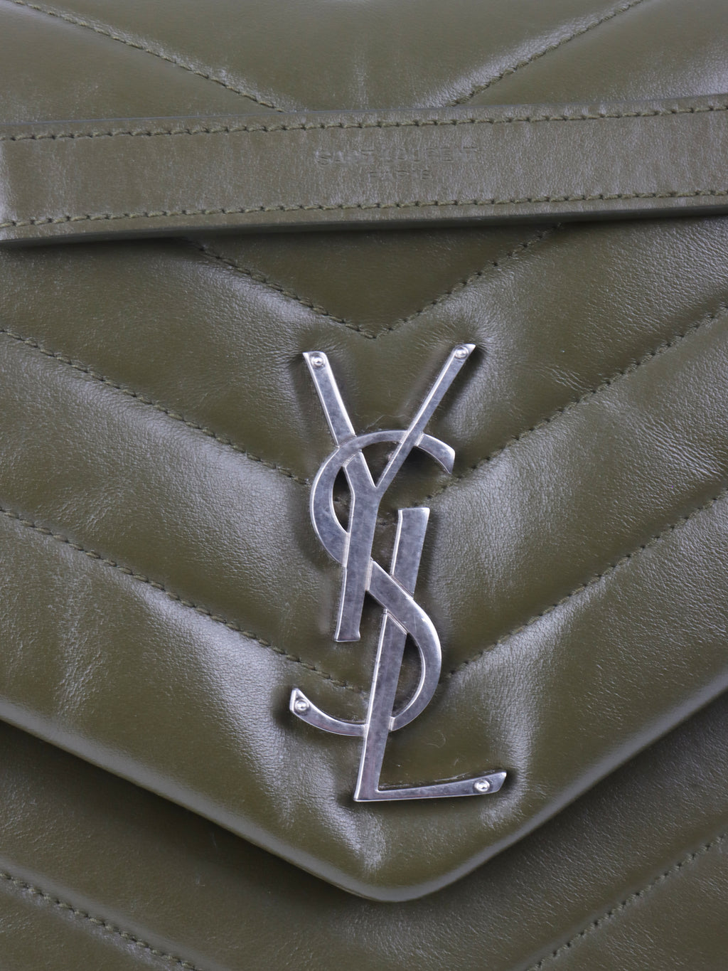 Saint Laurent Khaki Medium Loulou Bag.