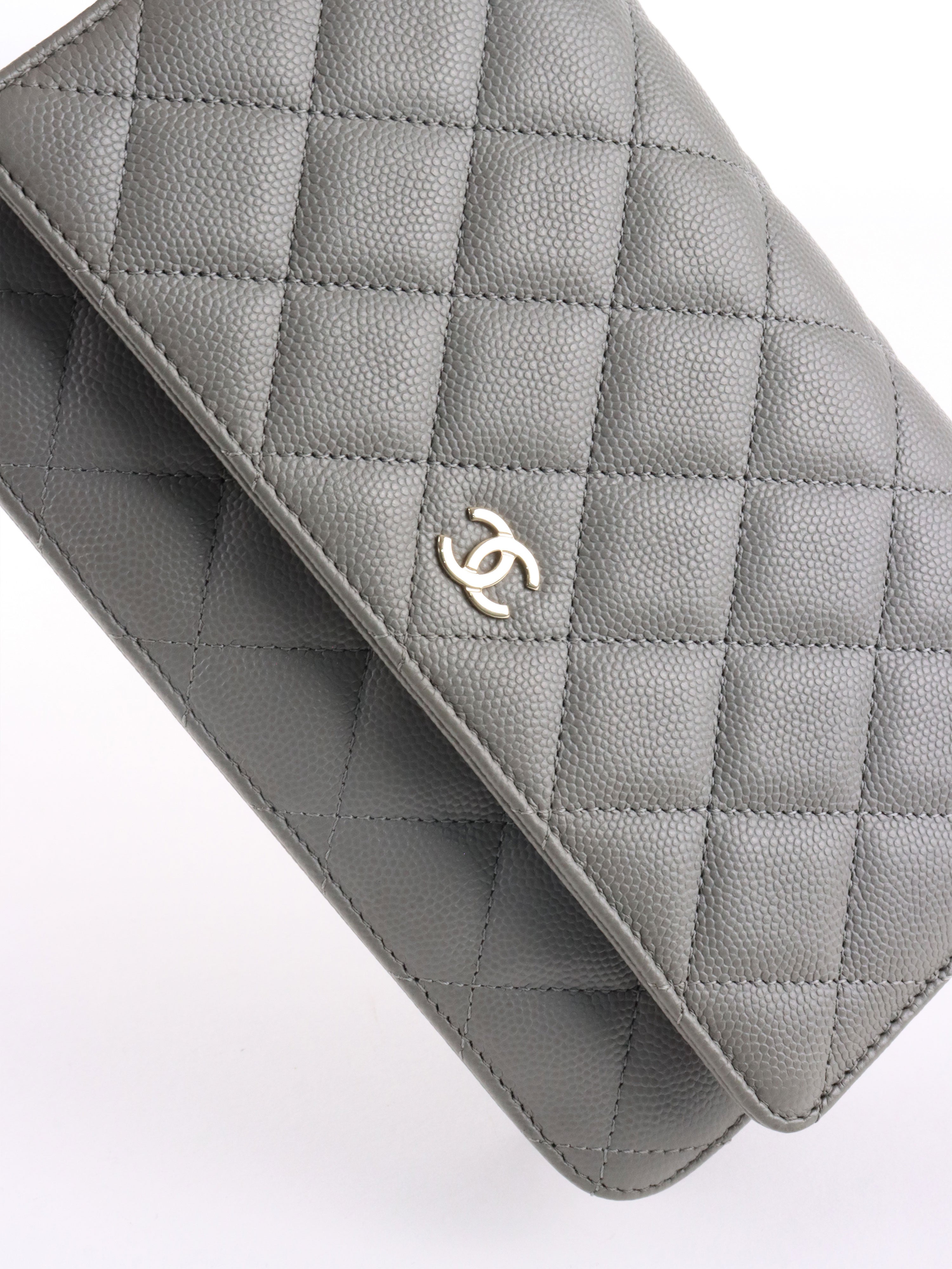 Chanel Grey Caviar Wallet on Chain LGHW