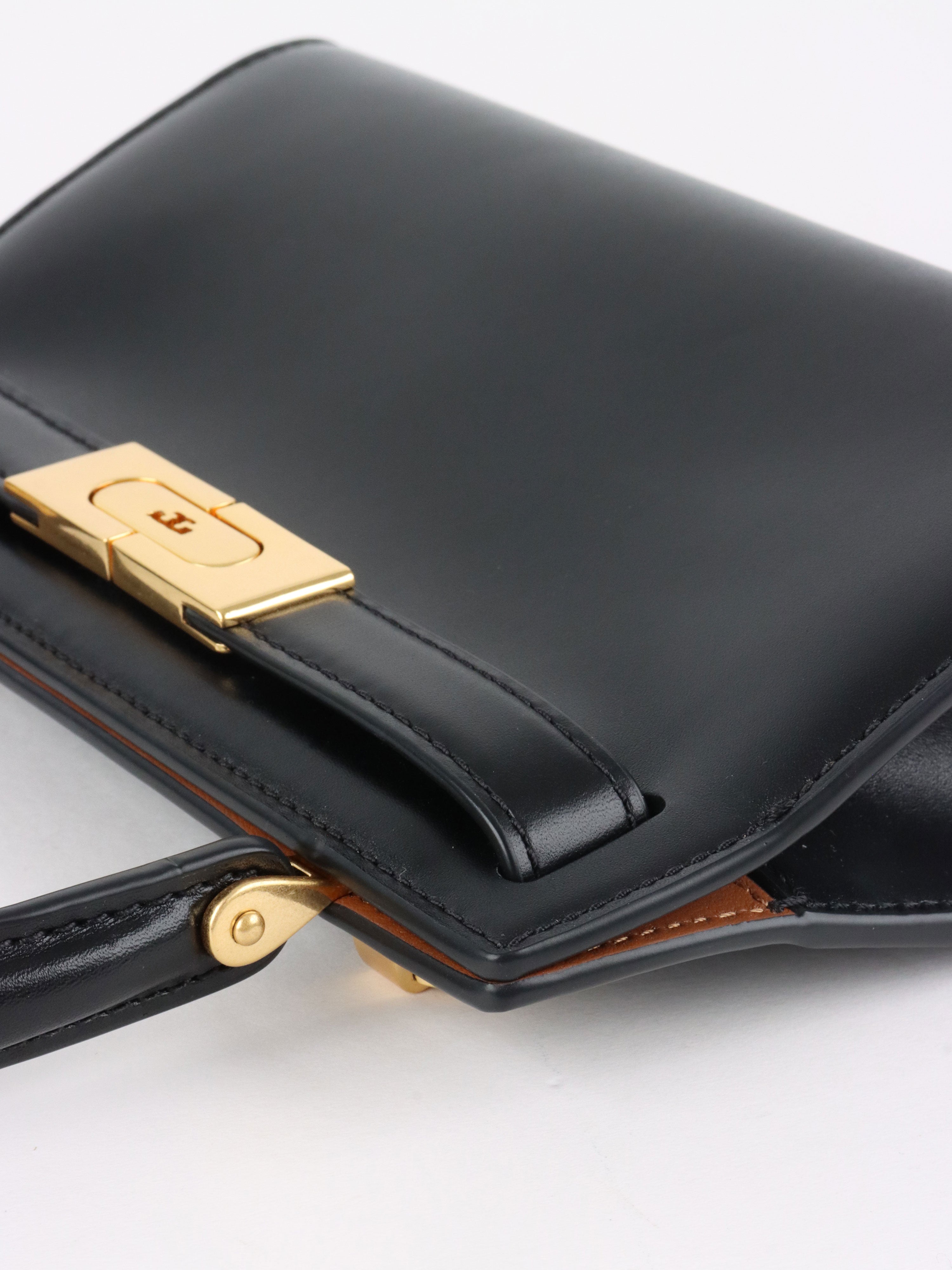 Tory Burch Black Mini Lee Radziwill Top Handle Bag GHW