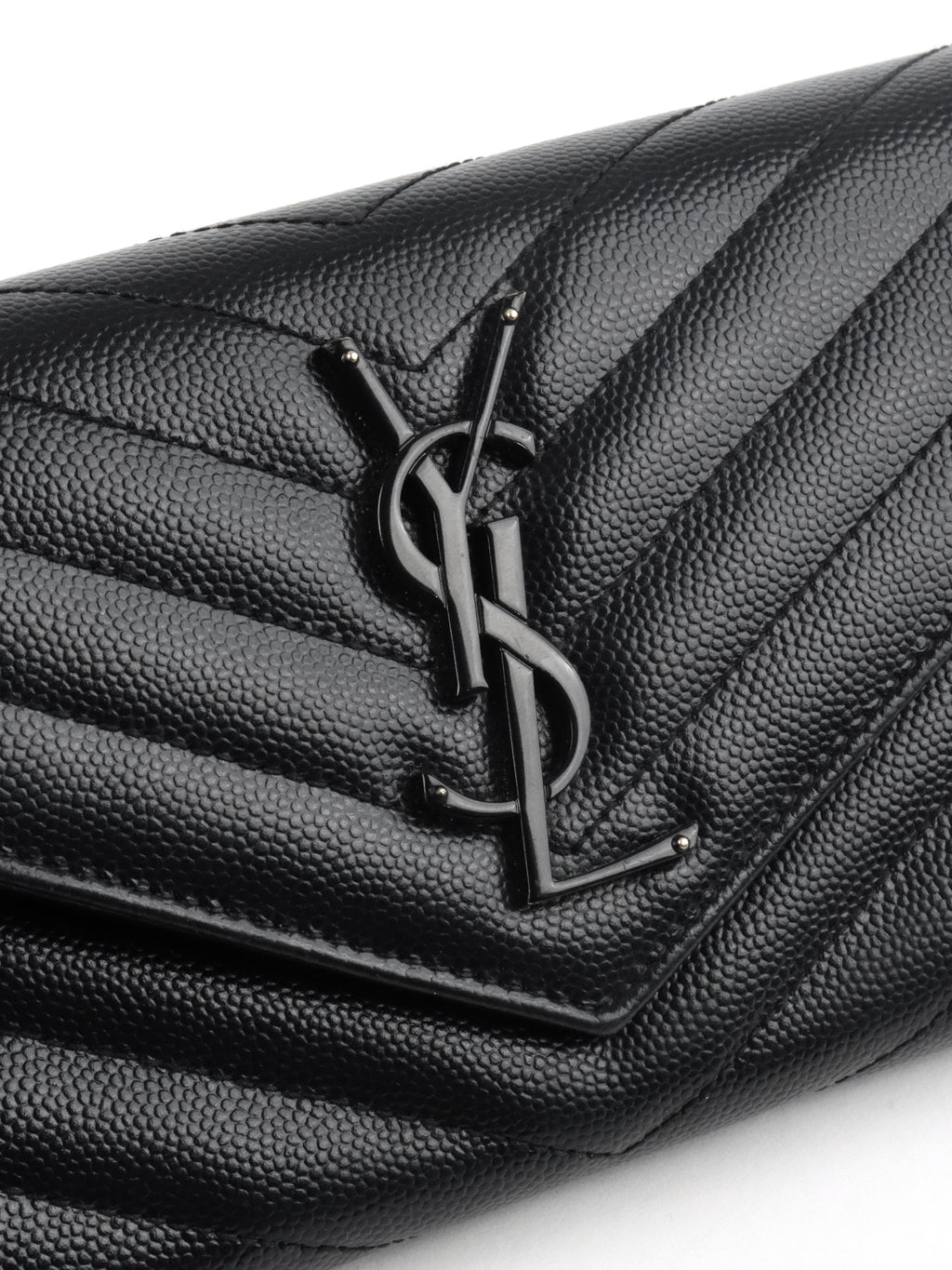 Saint Laurent Black Cassandre Matelasse Large Flap Wallet