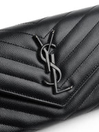 Saint Laurent Black Cassandre Matelasse Large Flap Wallet