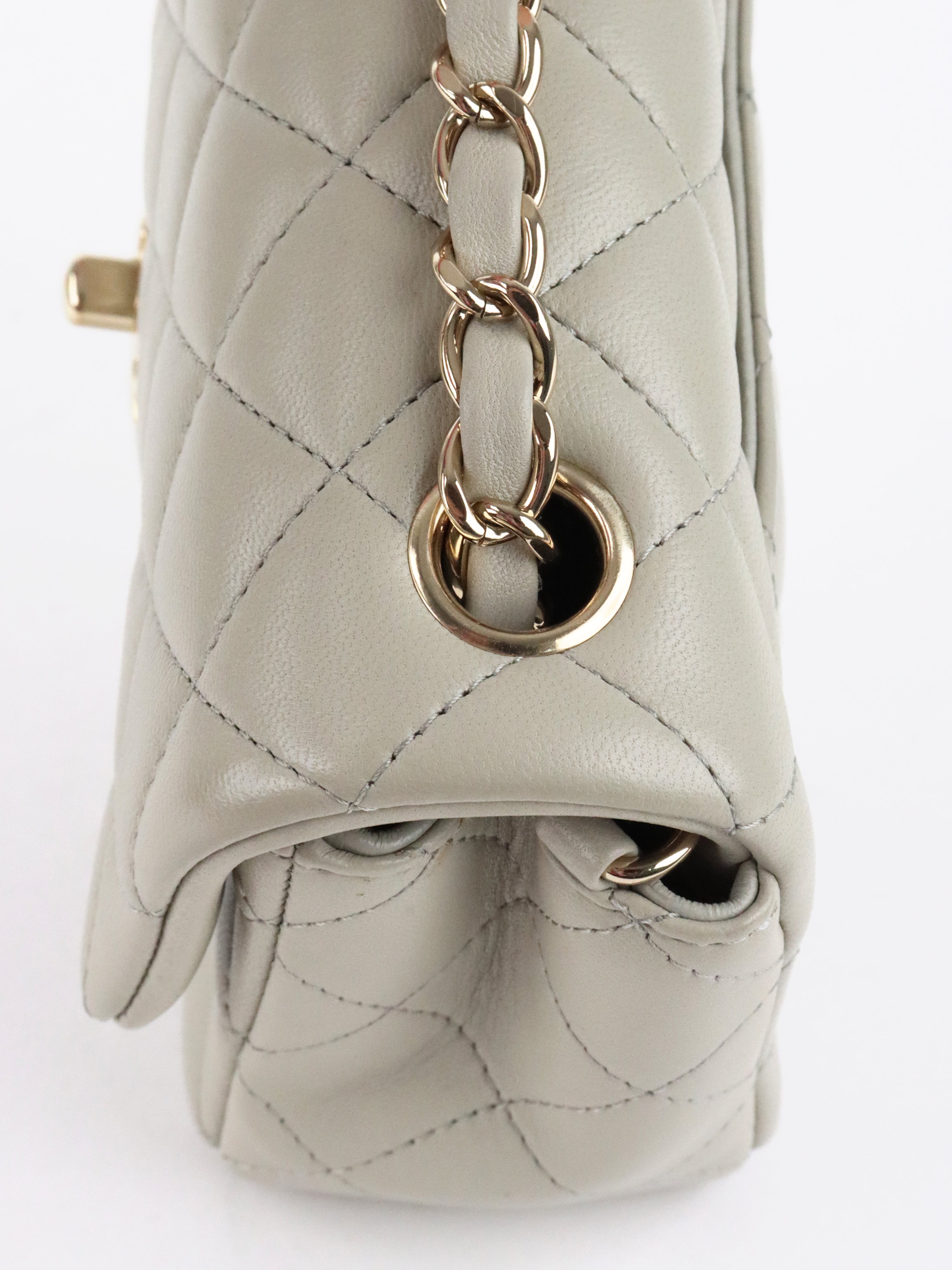 Chanel Light Grey Mini Classic Flap Bag