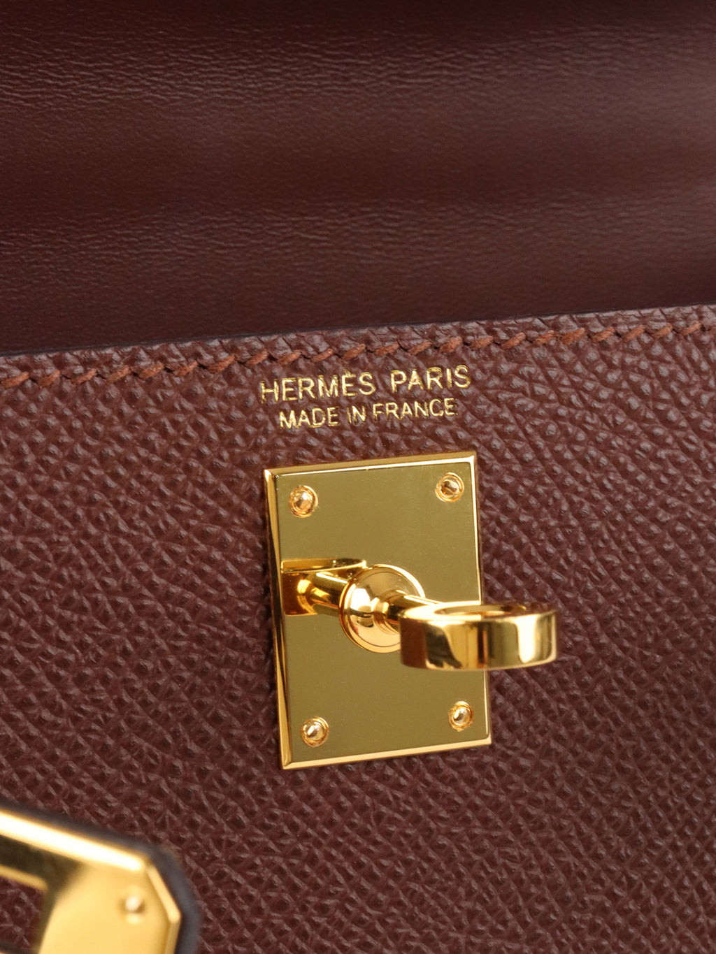 Hermes Mini Kelly Tricolour Terre/Ebene/Craie Stamp K
