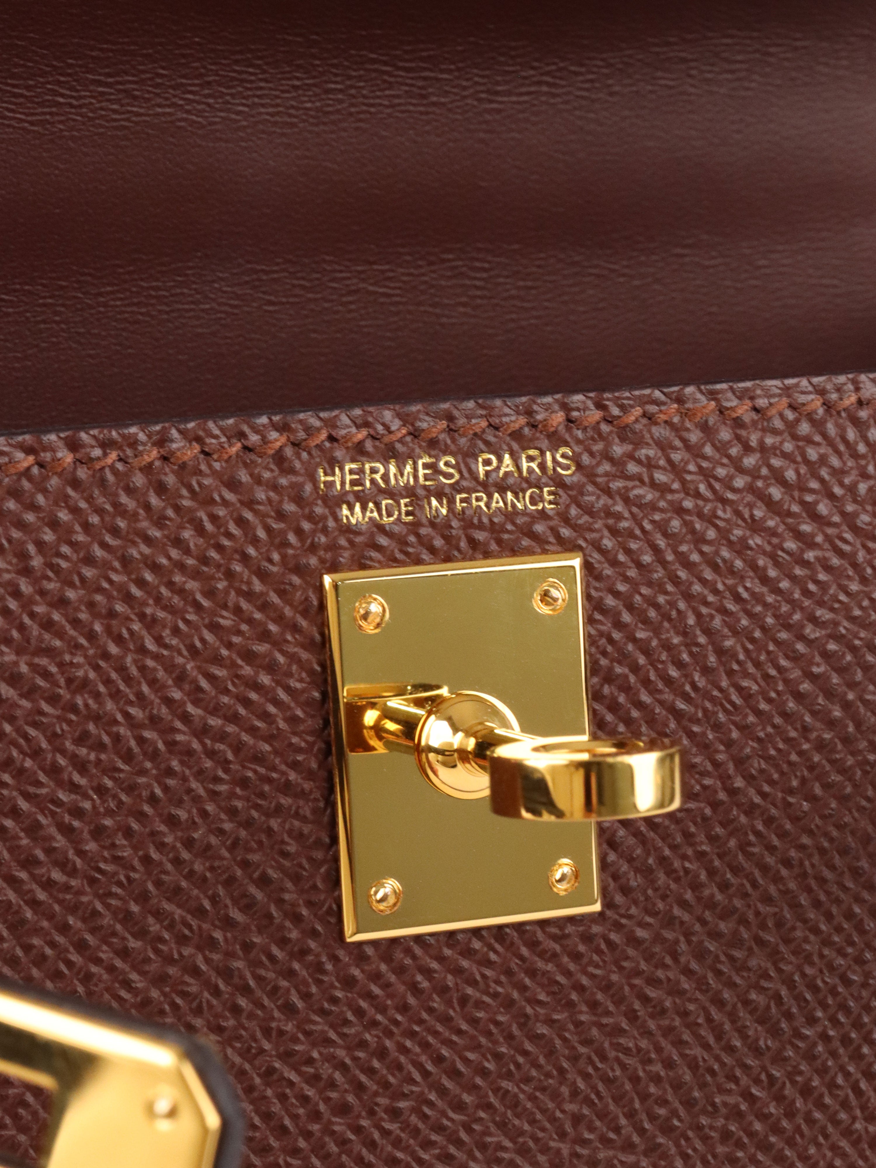 Hermes Mini Kelly Tricolour Terre/Ebene/Craie Stamp K
