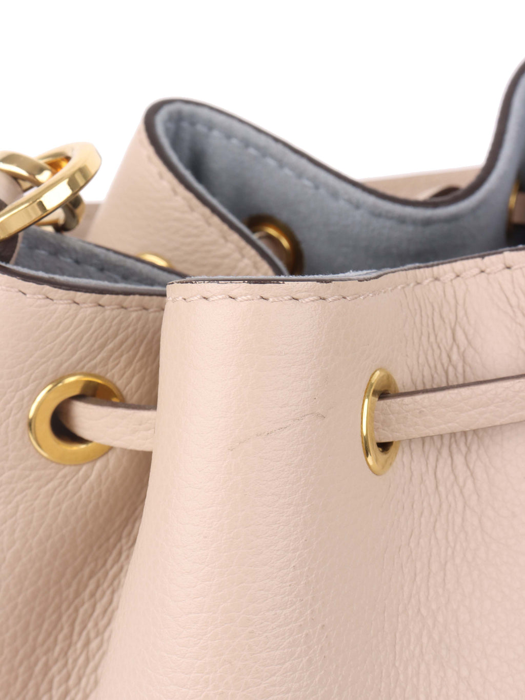 Louis Vuitton Beige Lockme Bucket Bag.