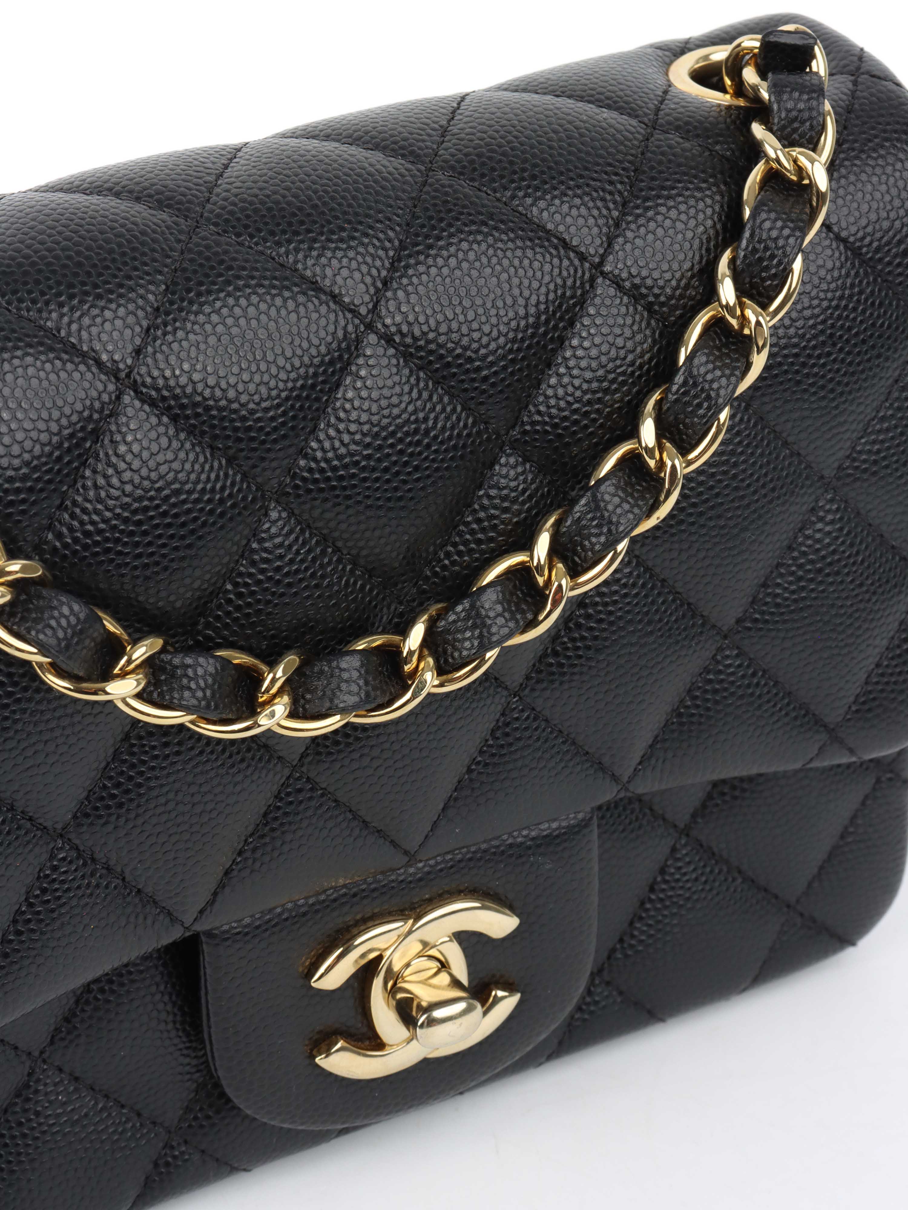 Chanel Black Caviar Mini Square Flap Bag GHW