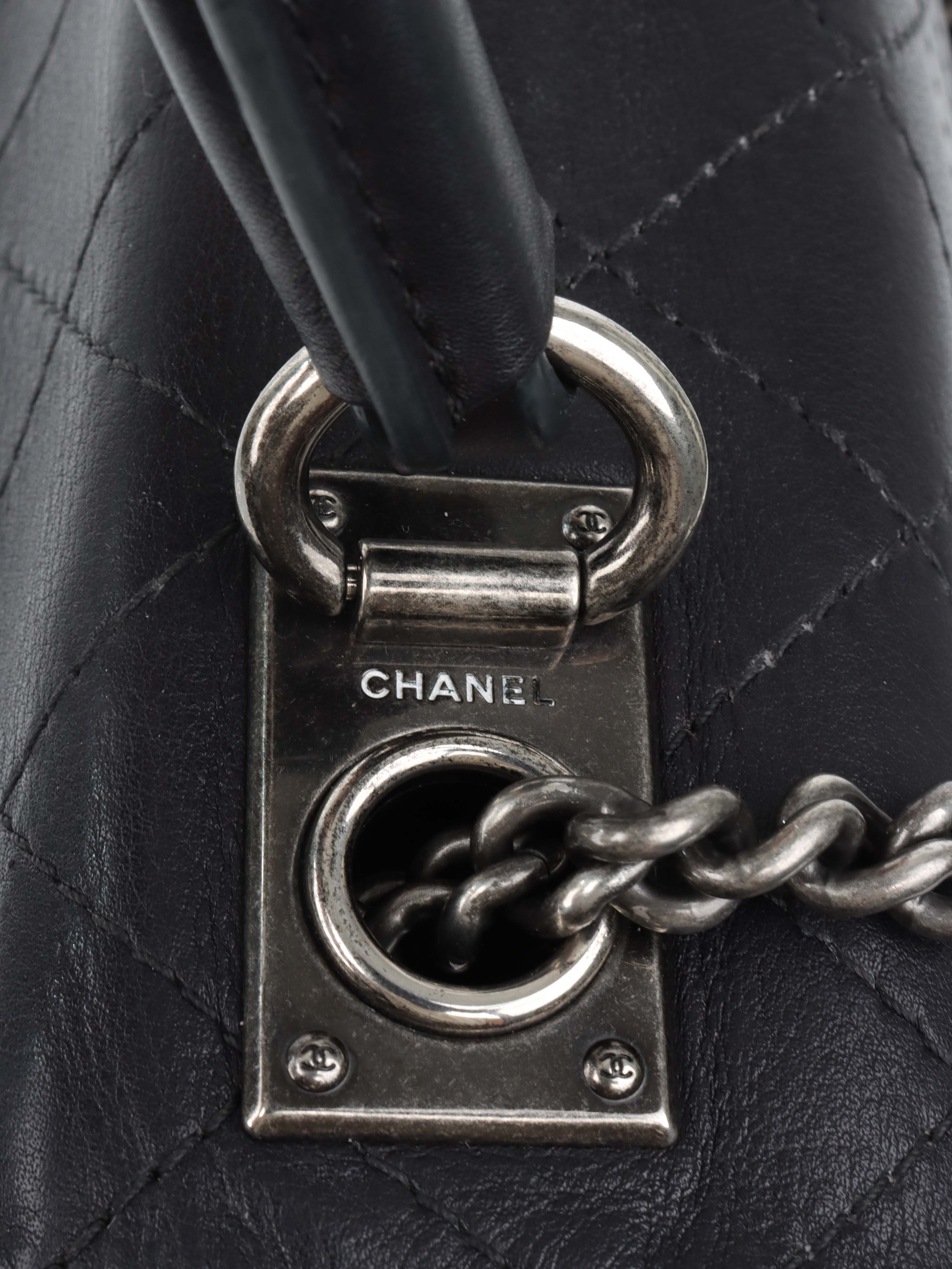 Chanel Black Lambskin 2016 Two - Way Bag SHW.