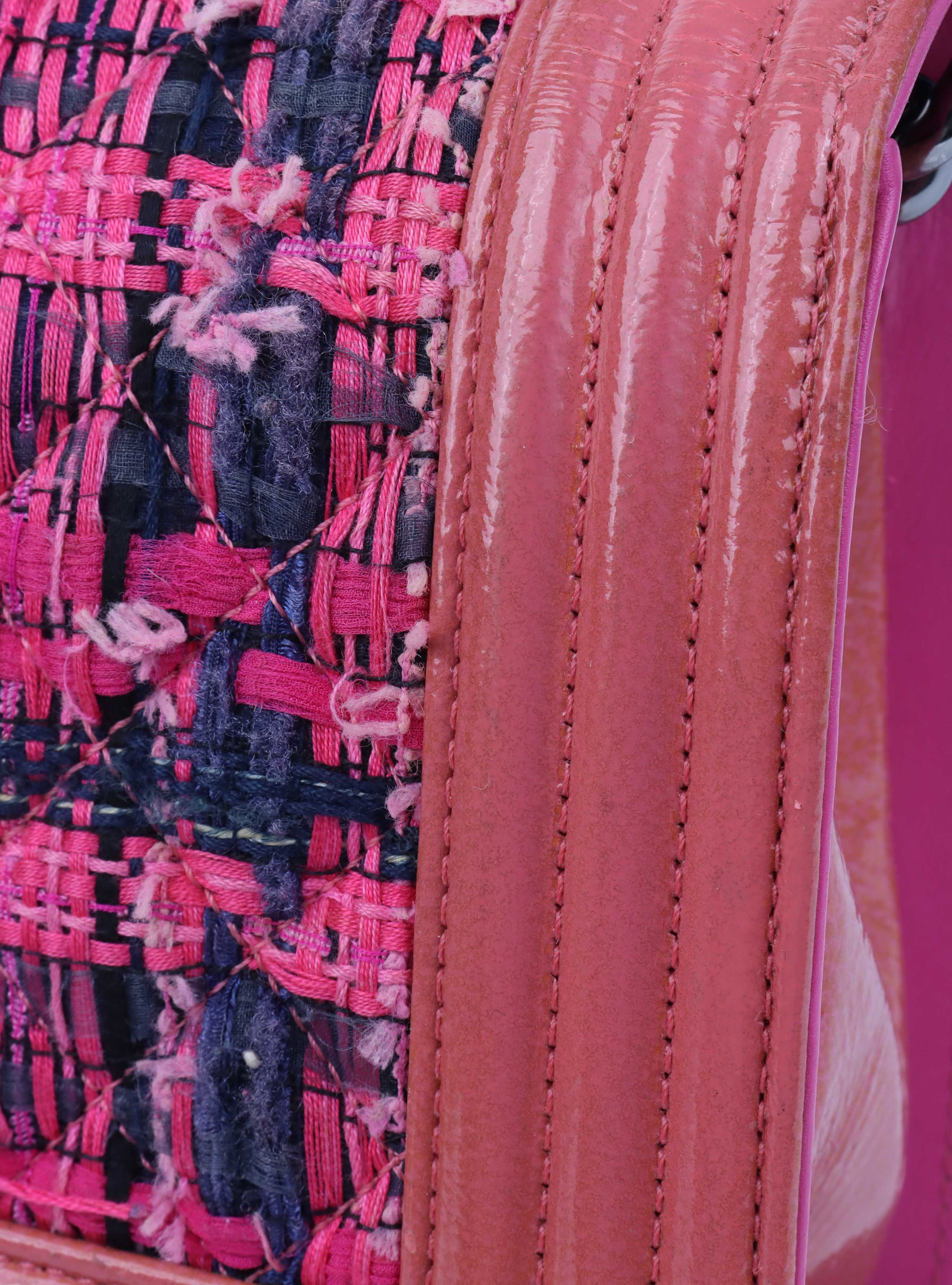 Chanel Medium Pink Tweed Boy Bag.