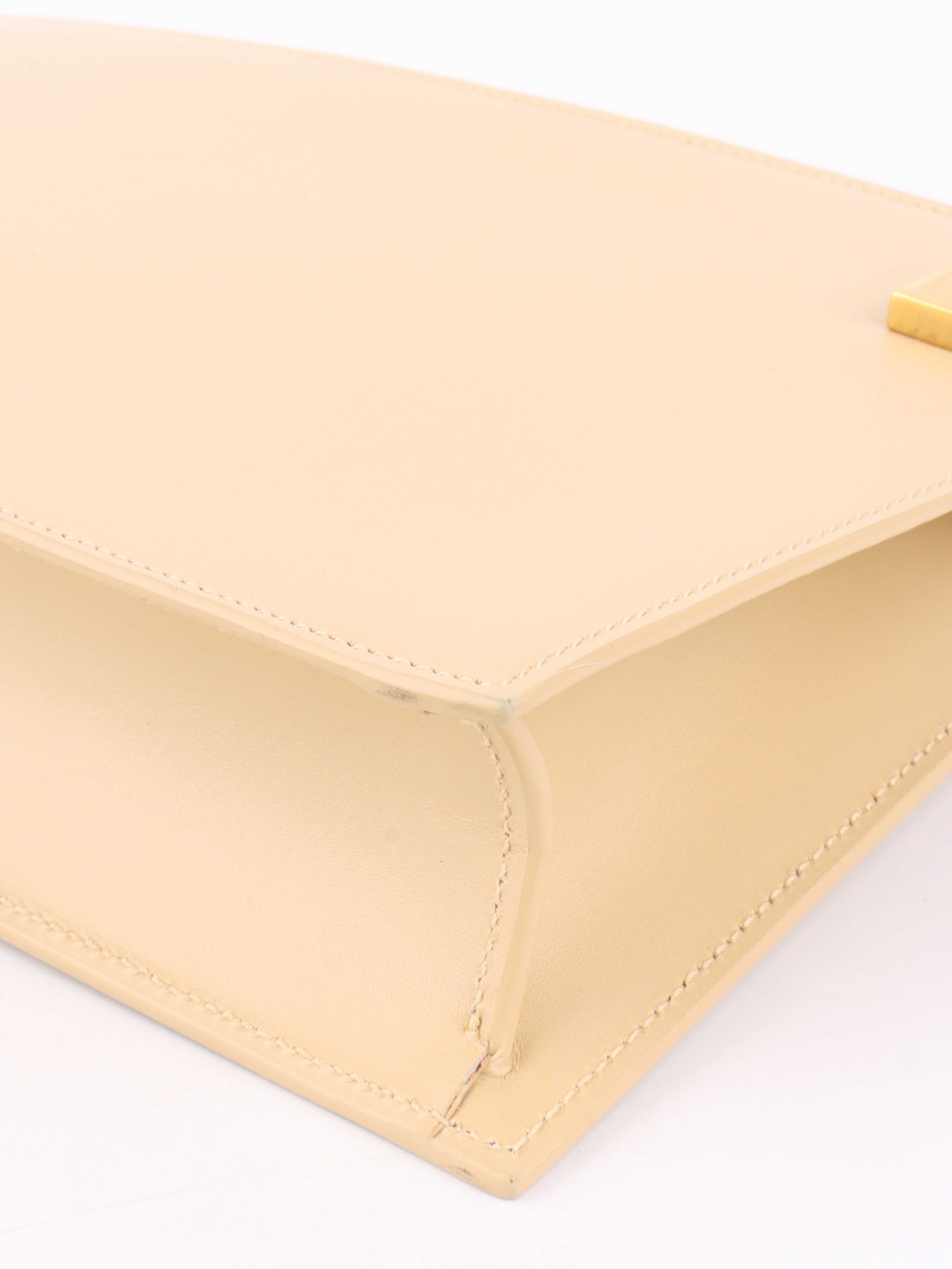 Saint Laurent Beige Manhattan Zip Chain Bag.