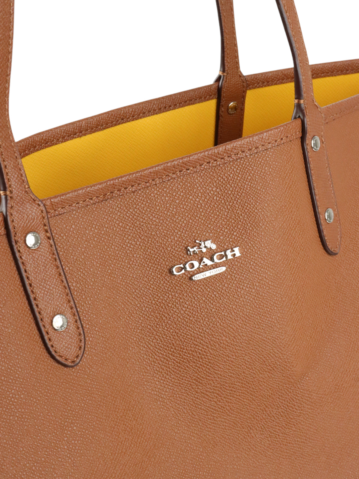 Coach Two Side Tan/Yellow City Tote