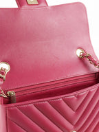 Chanel Dark Pink Lambskin Chevron Mini Flap Bag LGHW.