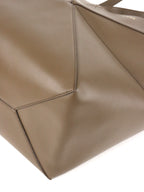 Loewe Large Dark Brown Puzzle Panelled Leather Tote Bag