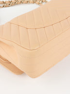 Chanel Beige Claire Chevron Caviar Classic Flap