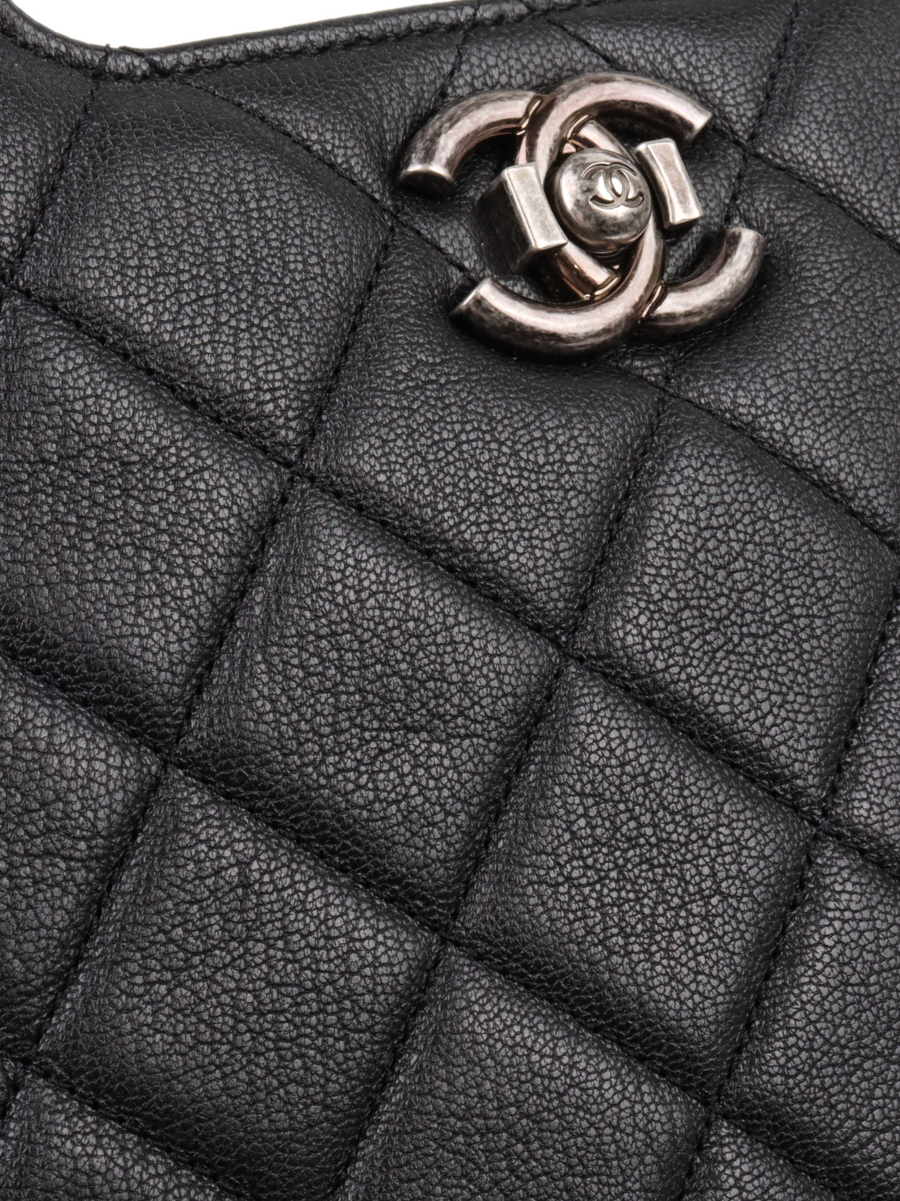 Chanel Black Caviar Quilted Leather Shopping Tote.