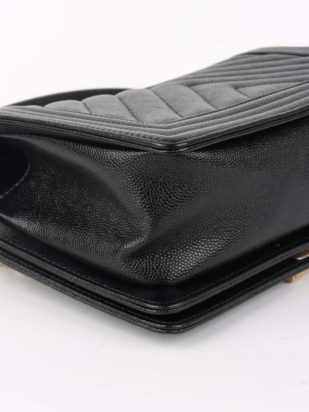Chanel Black Chevron Caviar Medium Boy Bag.