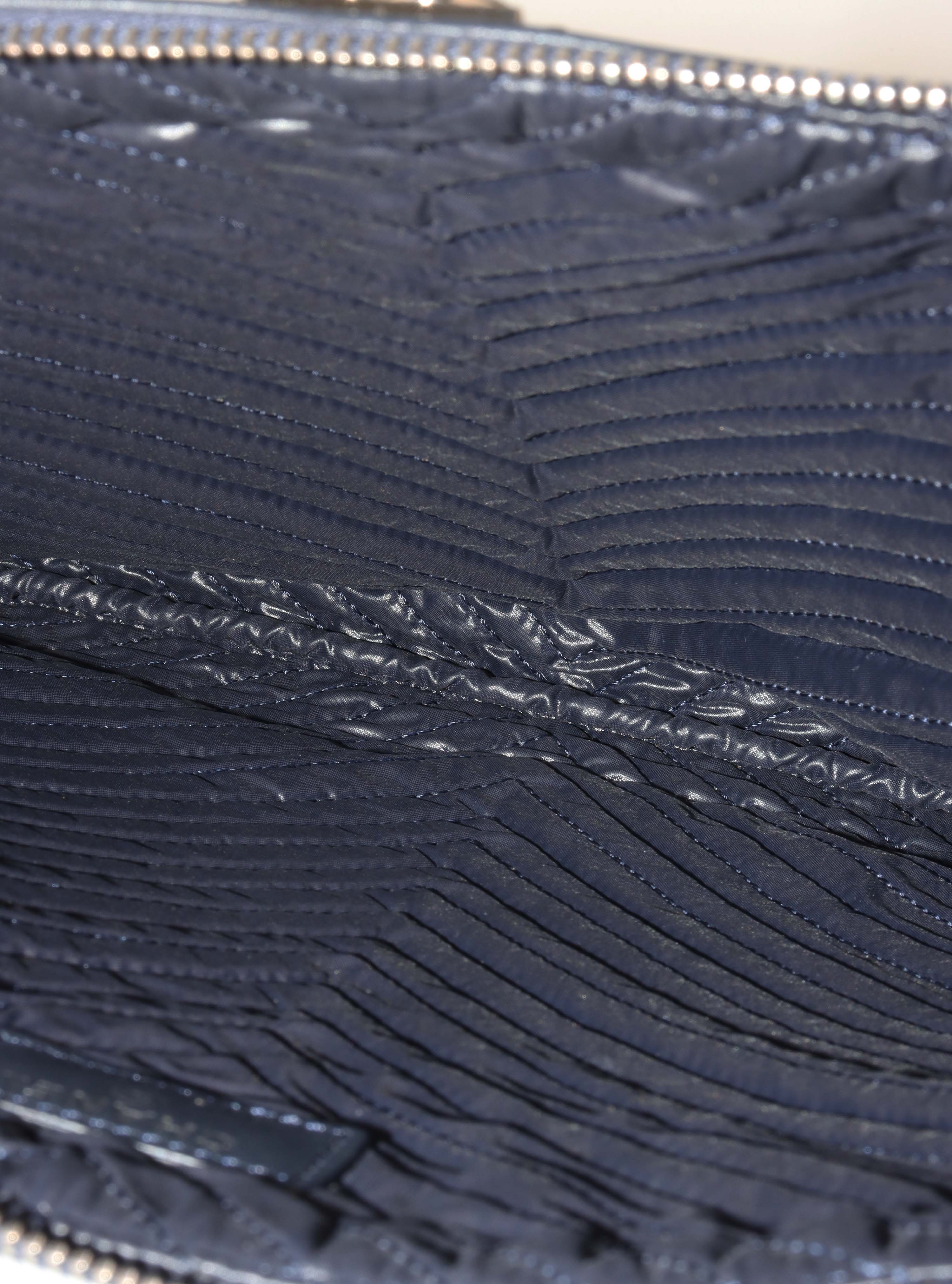 Chanel Navy Lambskin Medium Boy Chevron Pouch SHW.