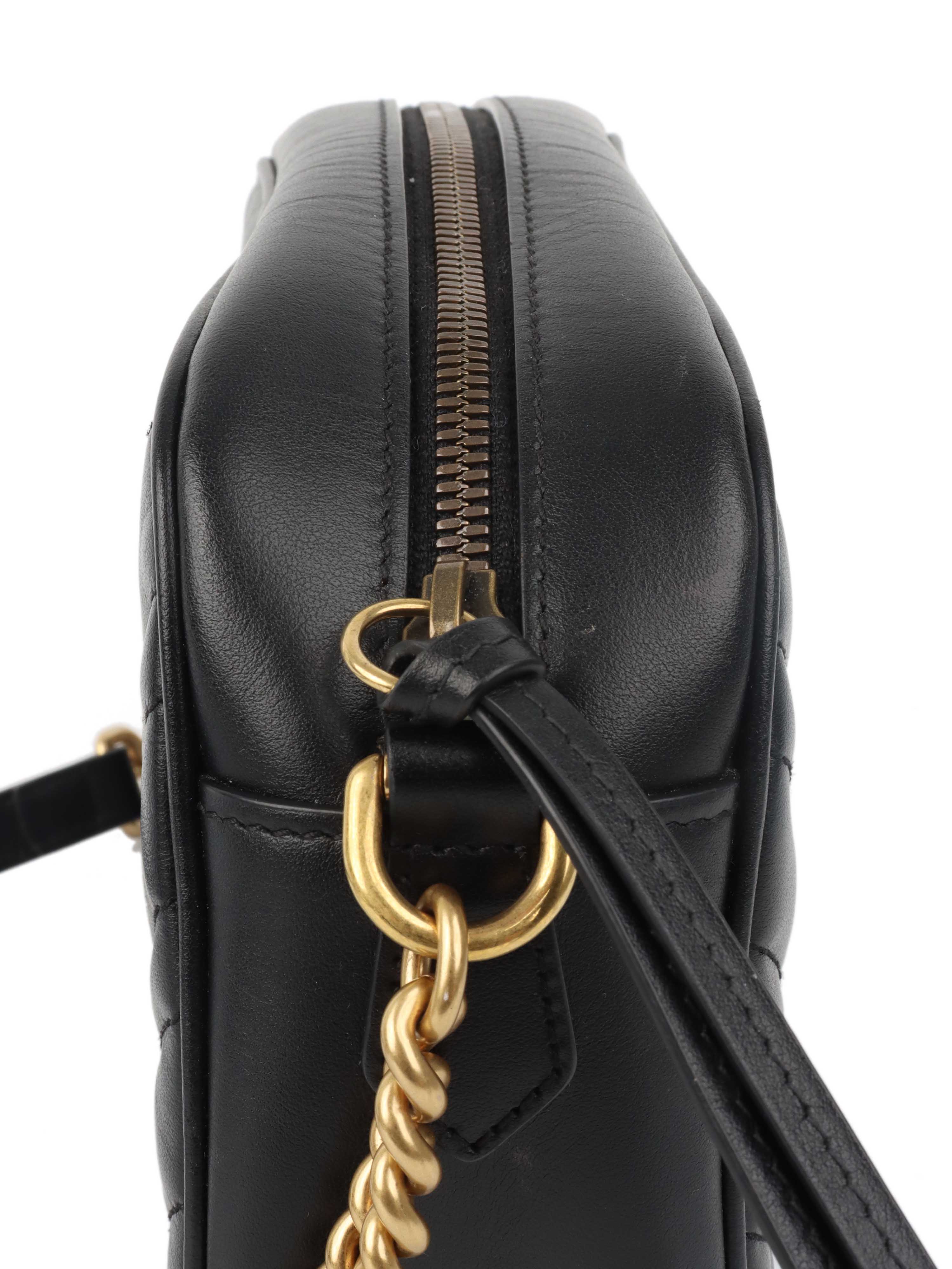 Gucci Small Black Marmont Camera Bag.