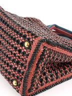 Prada Red/Black Madras Woven Leather Tote Bag