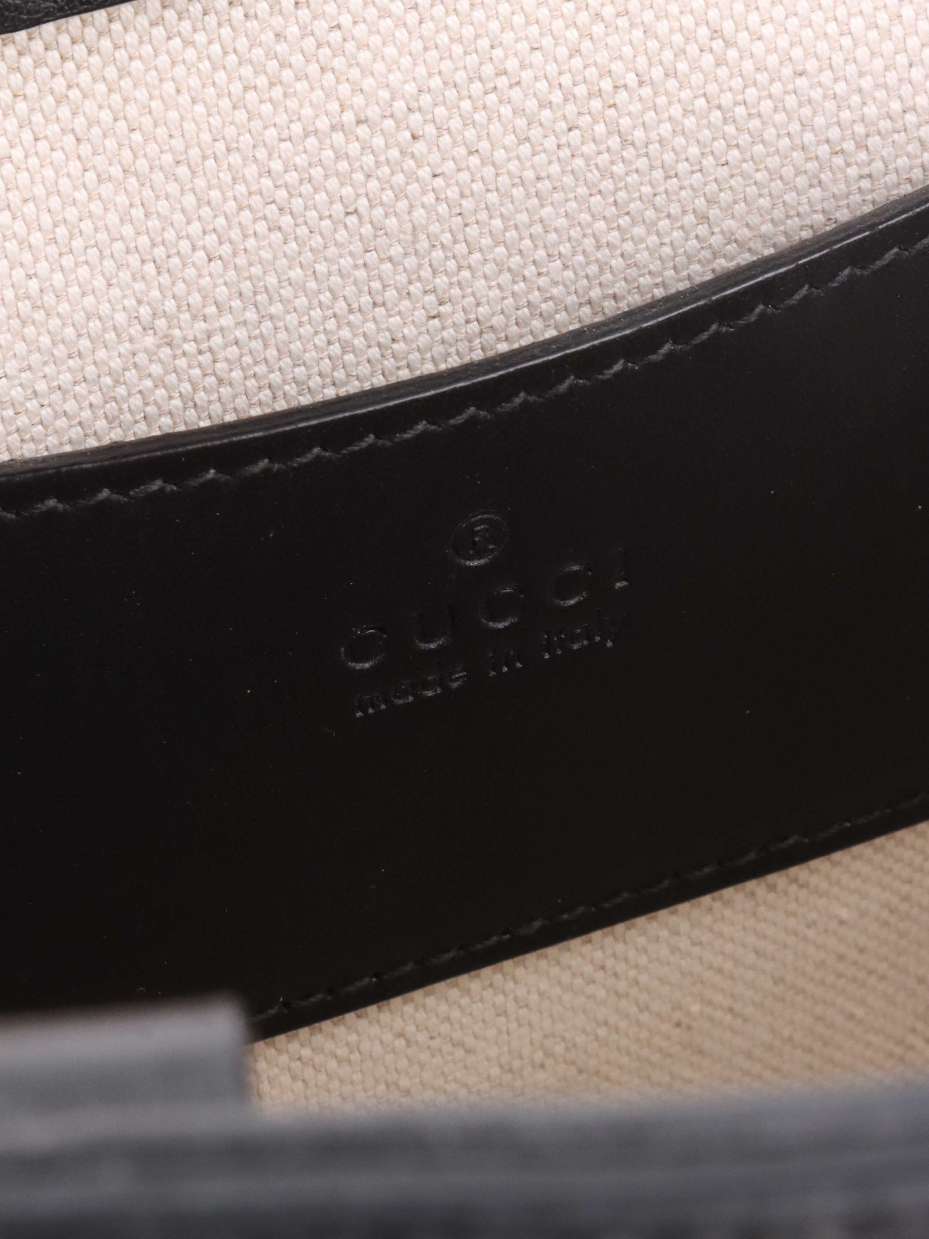 Gucci Black Monogram Satchel Bag.