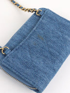 Chanel Mini Denim Cardholder with Pearl Crush