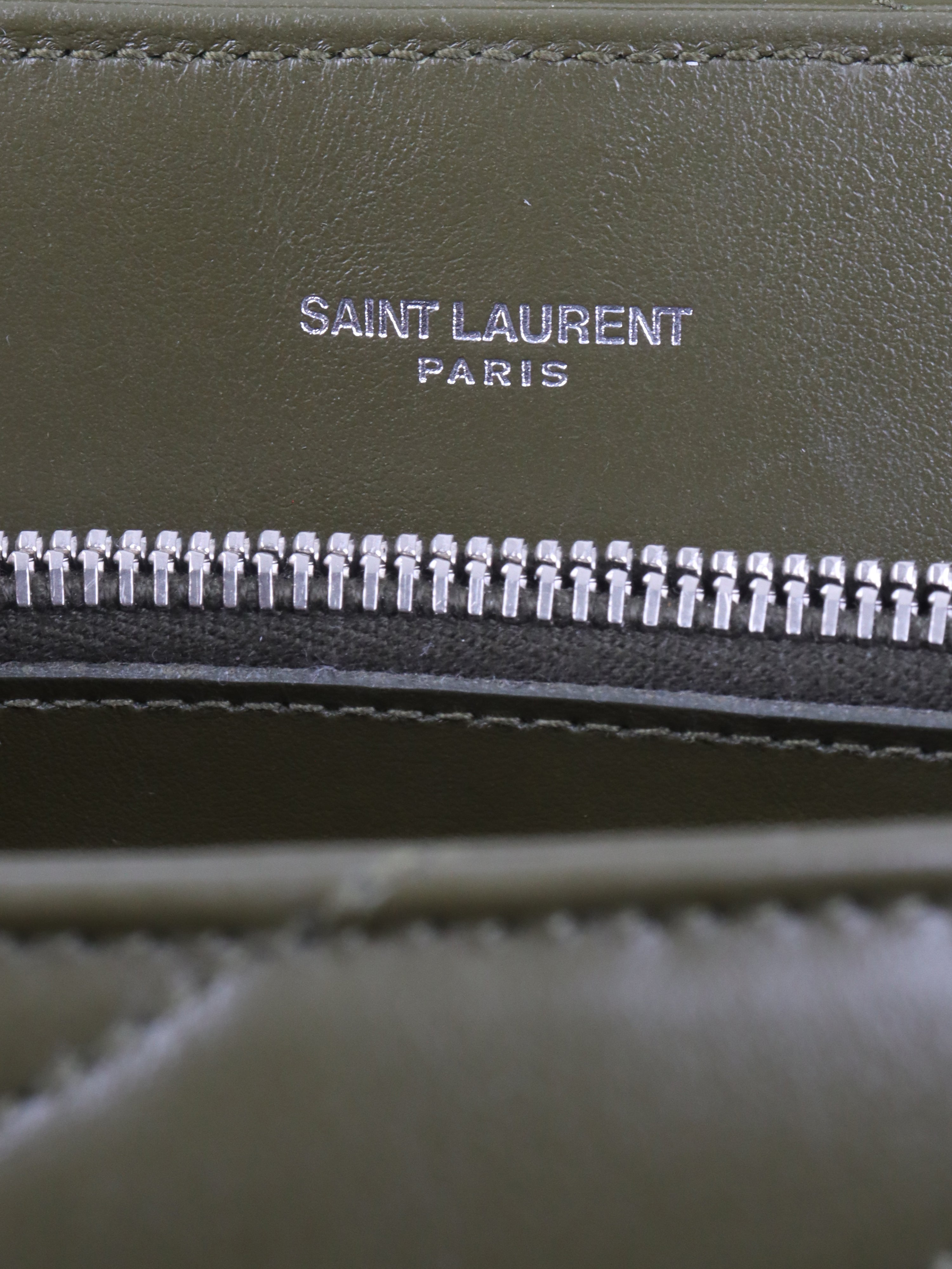 Saint Laurent Khaki Medium Loulou Bag.