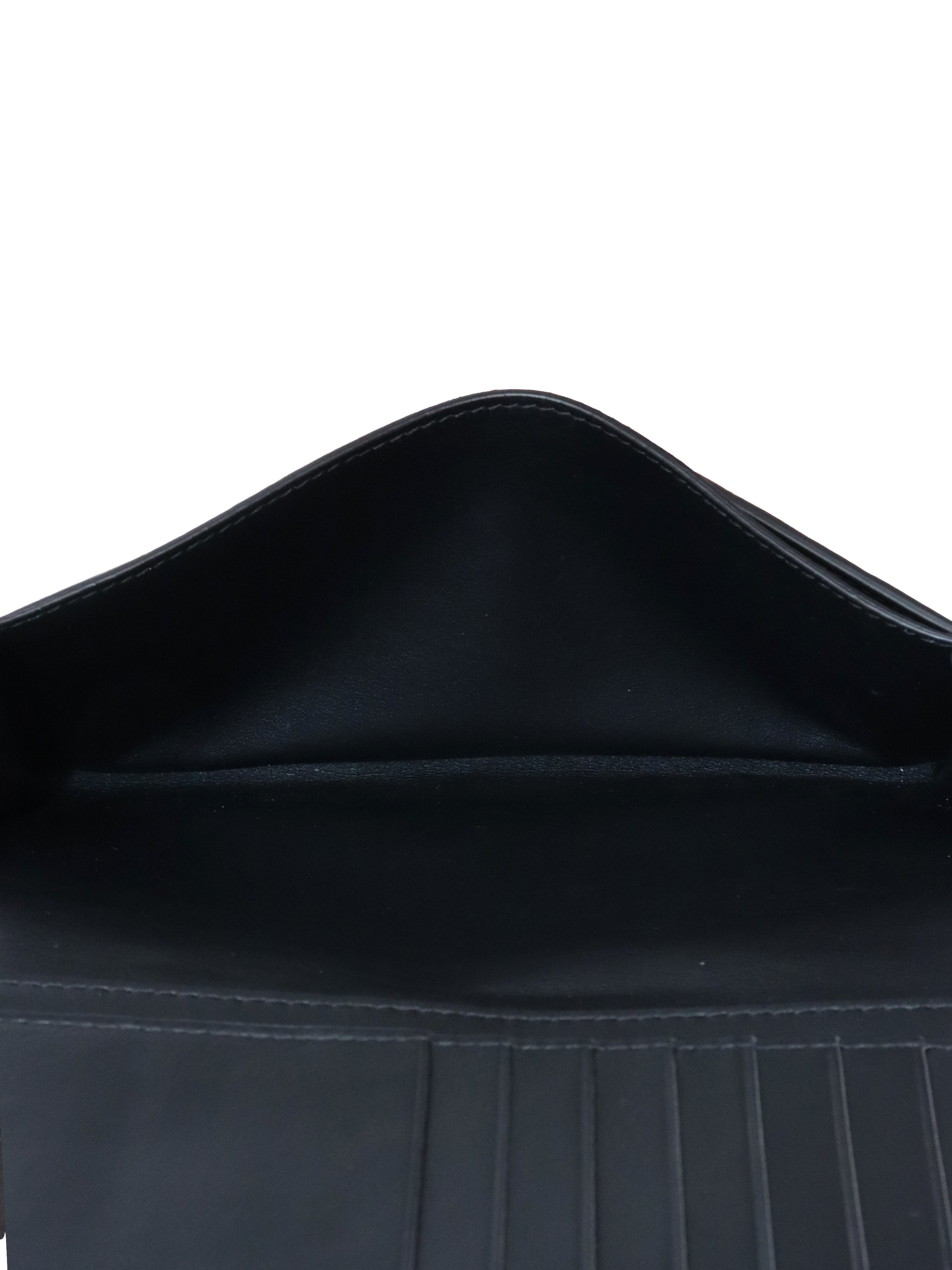 Bottega Veneta Black & Green Long Flap Cassette Wallet