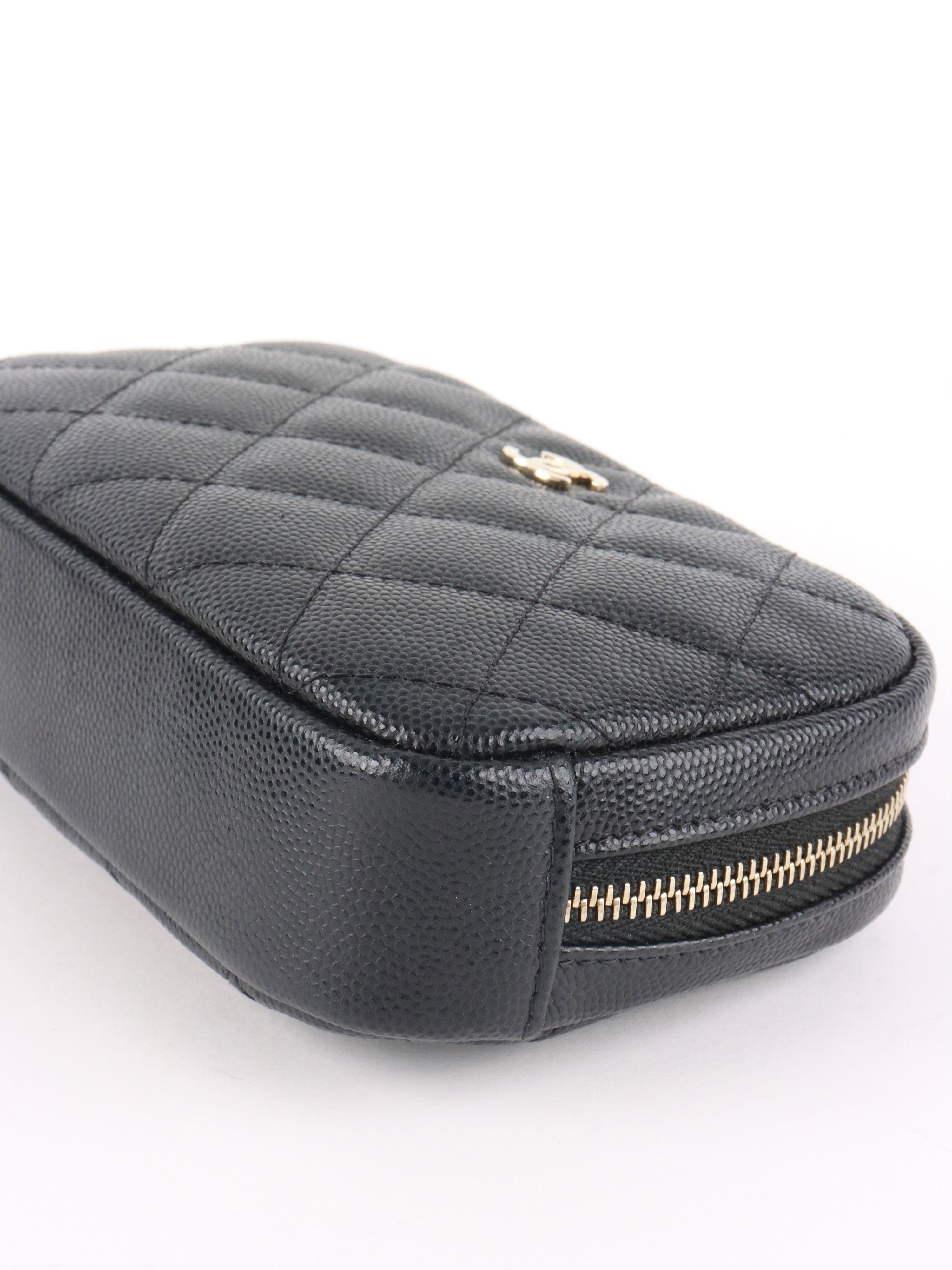 Chanel Small Black Caviar Quilted Cosmetic Pouch