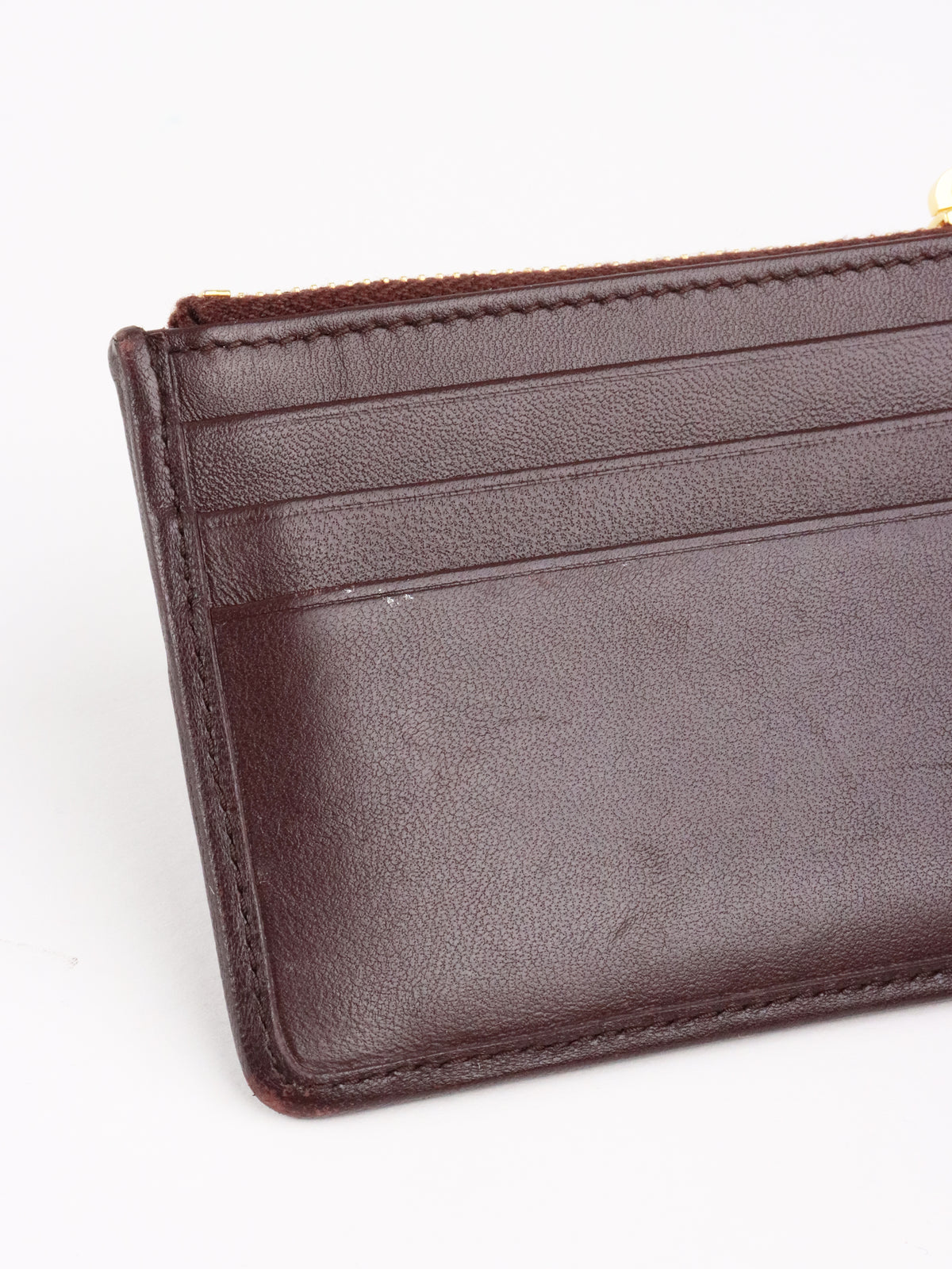 Miu Miu Dark Brown Matelassé Leather Zip Card Holder