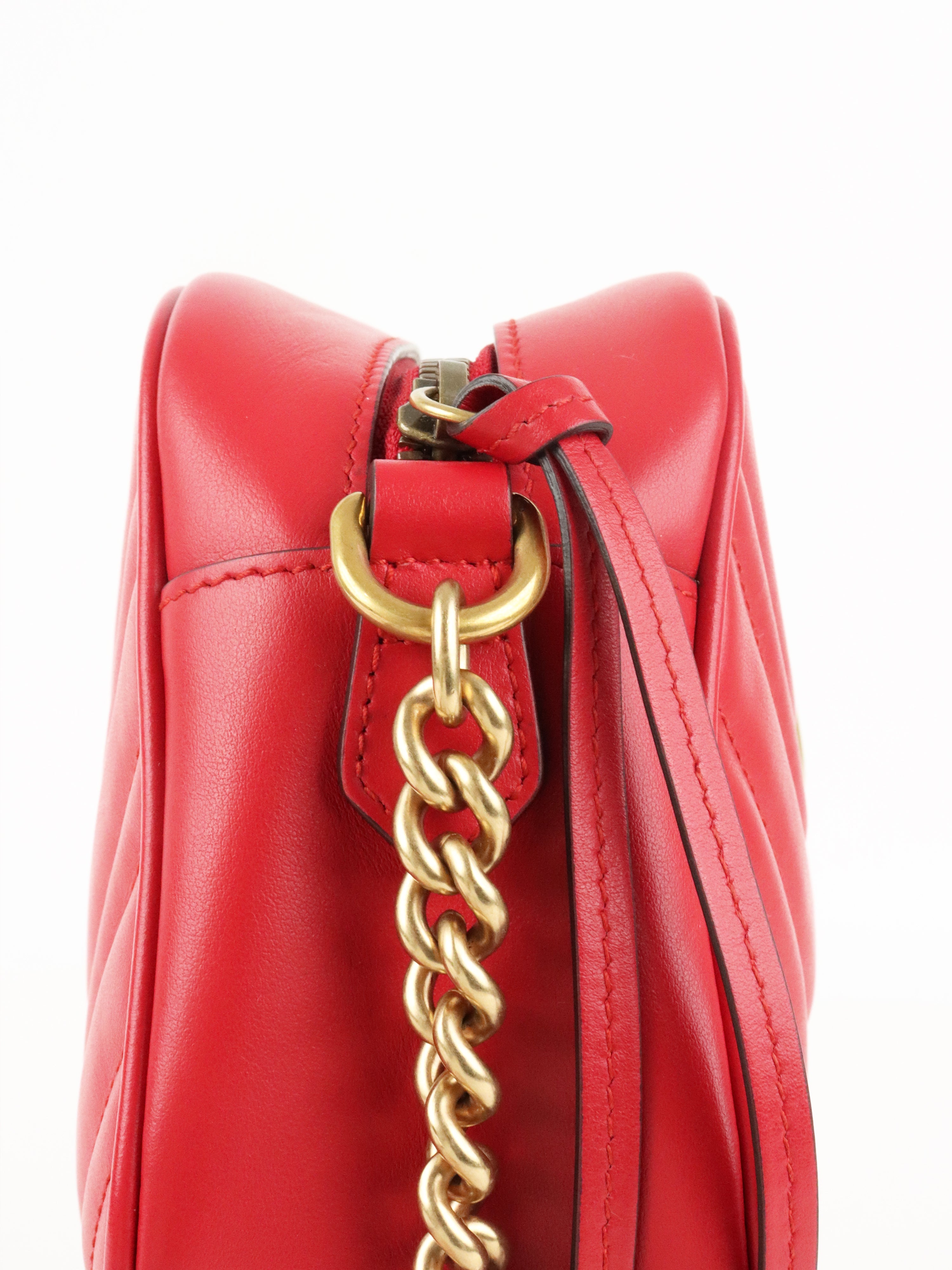 Gucci Red GG Marmont Small Camera Bag