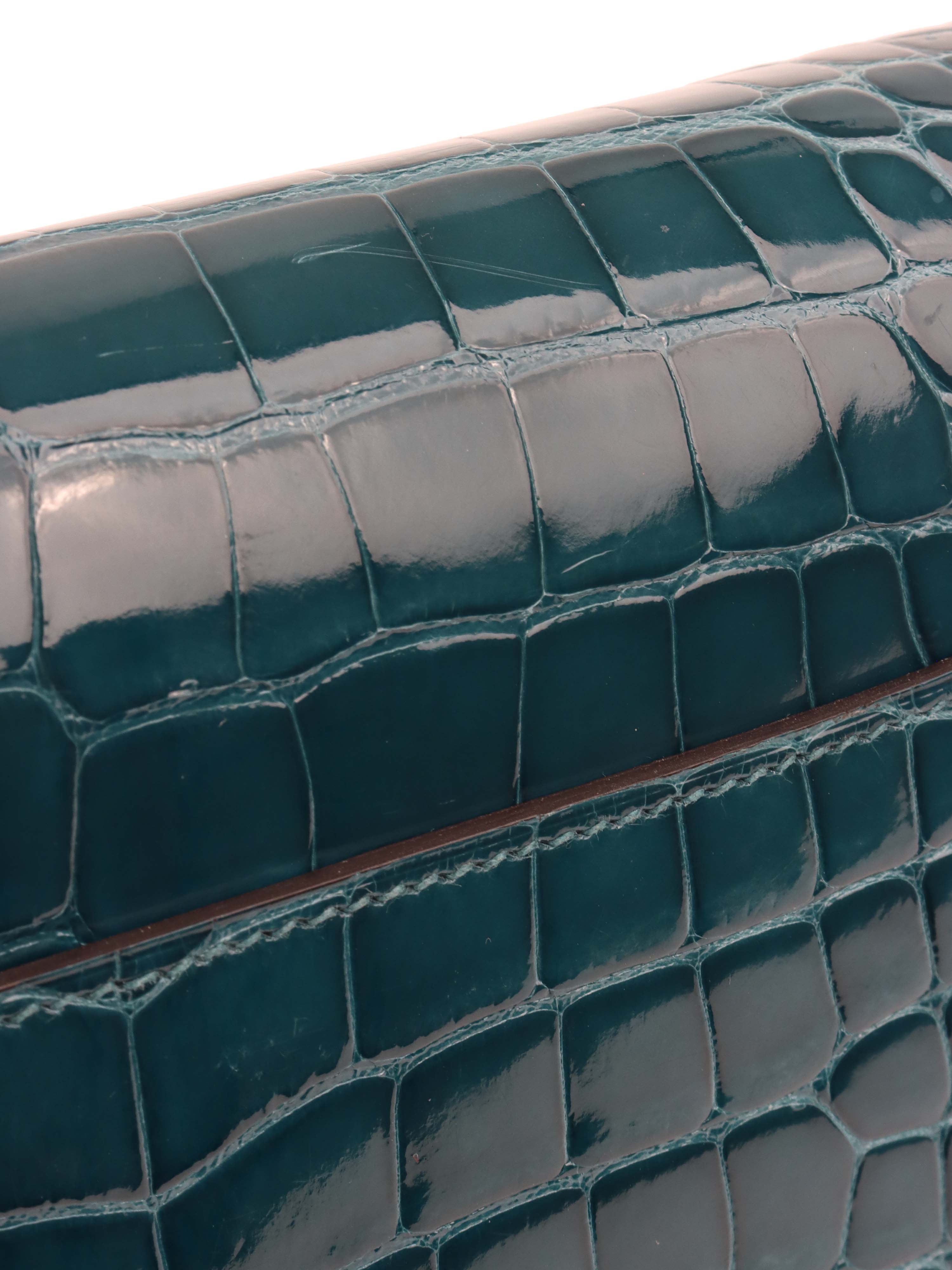Hermes Alligator Constance Wallet Vert Bosphore.