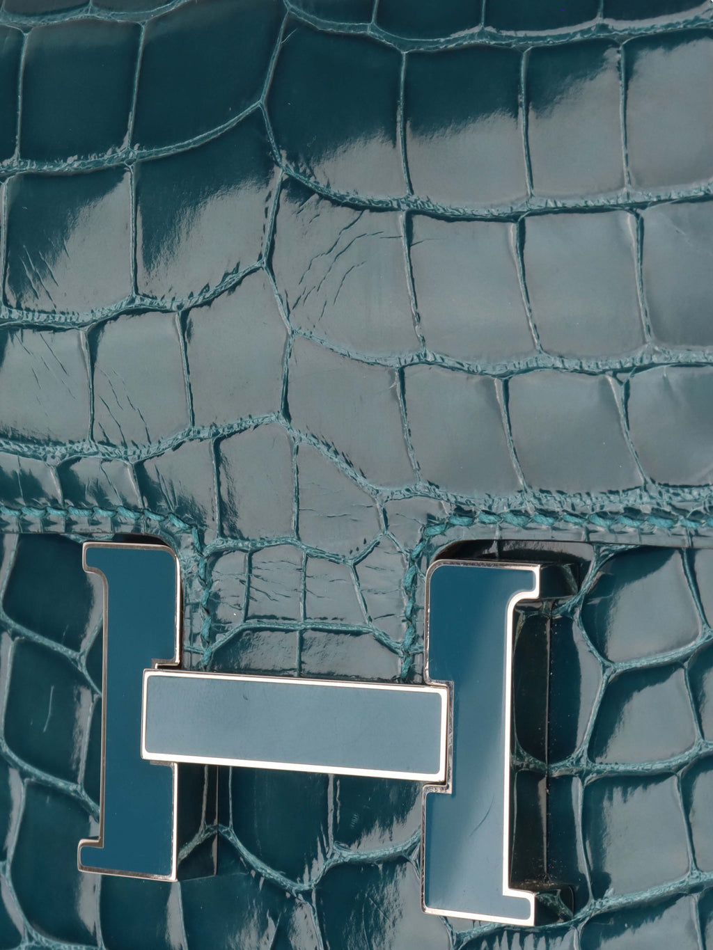 Hermes Alligator Constance Wallet Vert Bosphore.