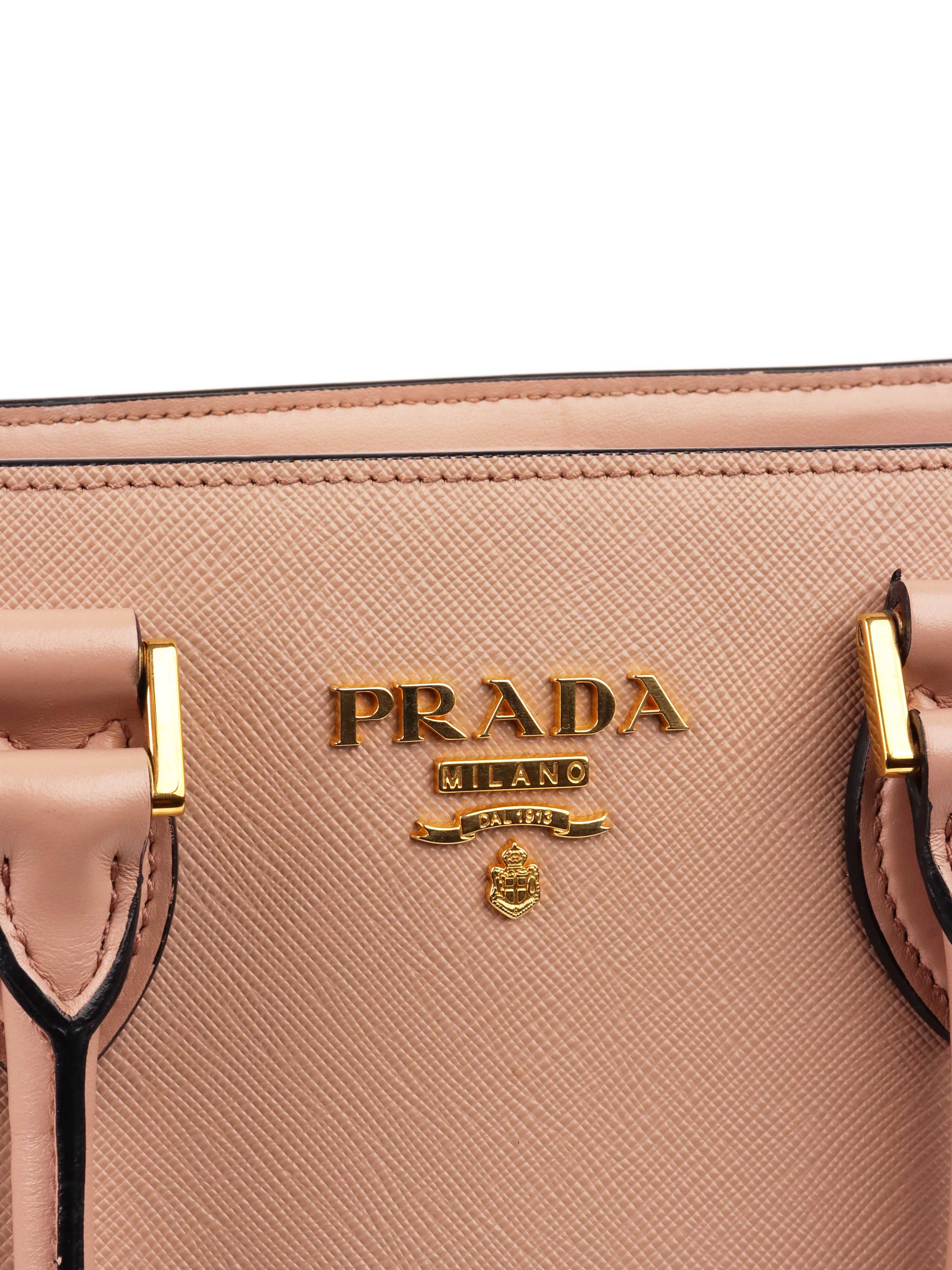 Prada Structured Beige Tote Bag.