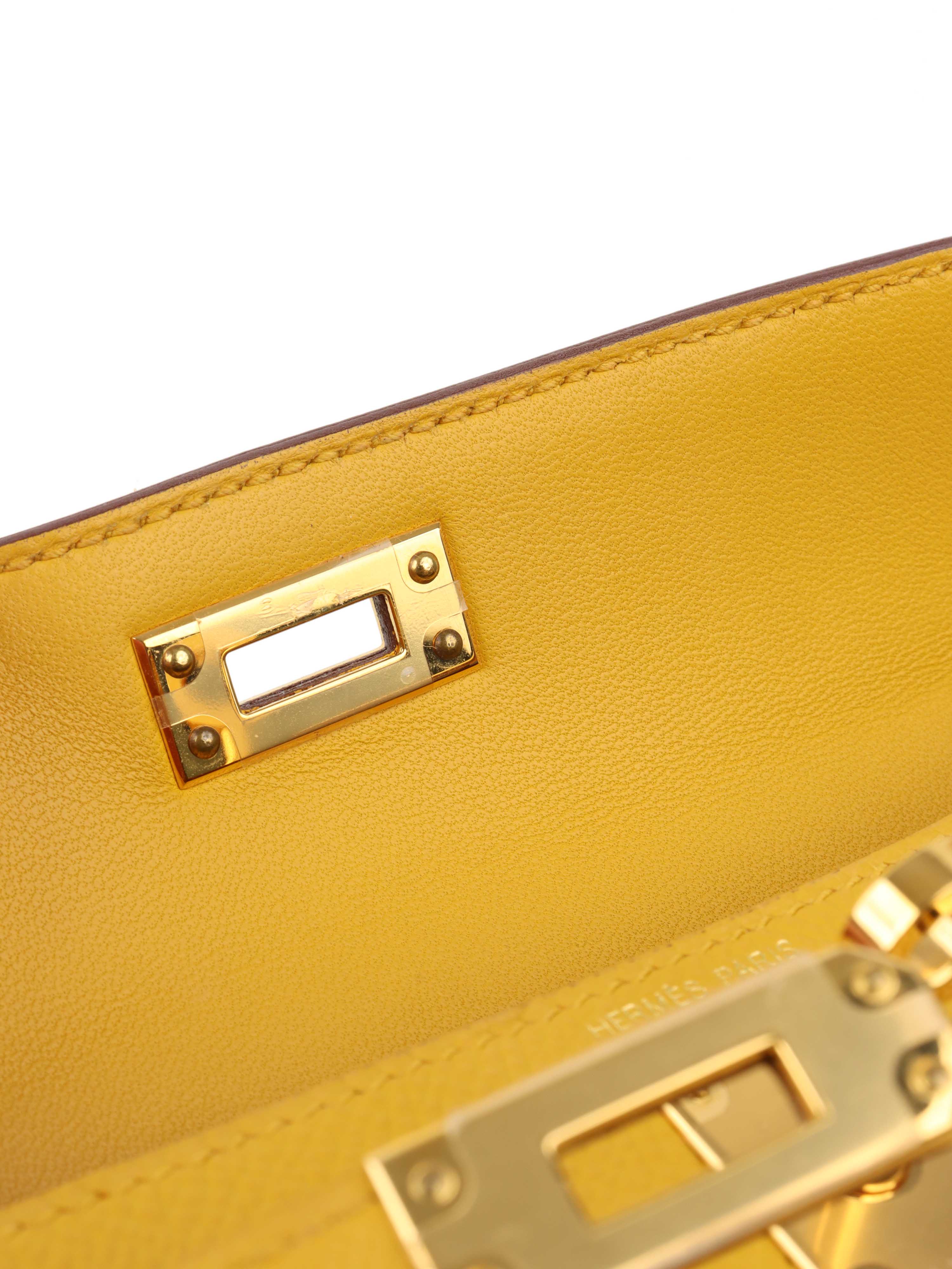 Hermes 9D Jaune Amber Mini Kelly II Epsom GHW